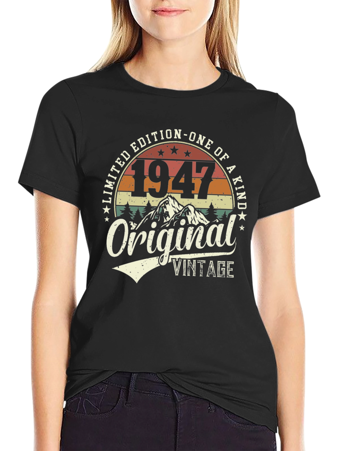 Black 1947 Original Vintage Limited Edition Graphic T-Shirt view 2