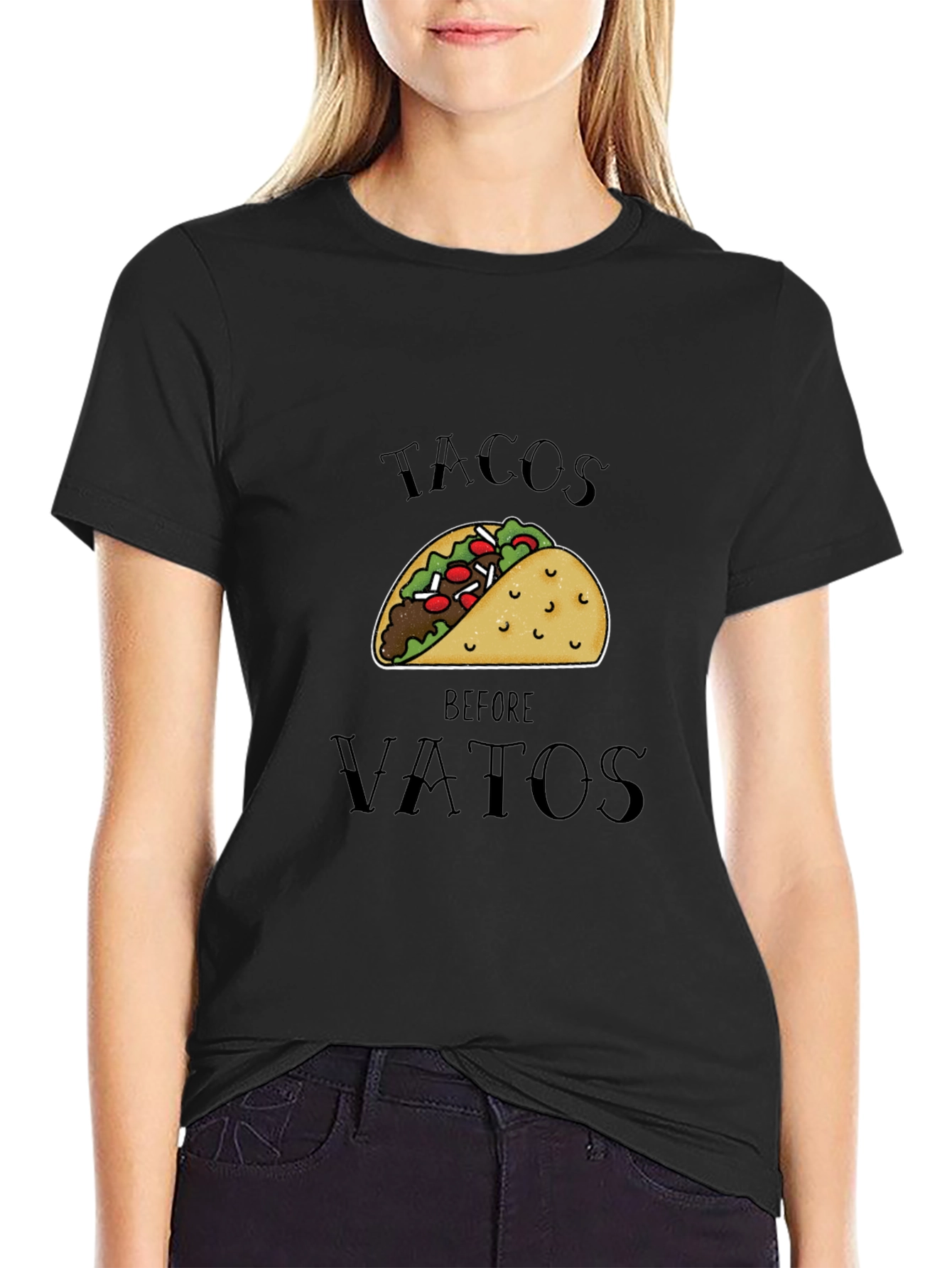 Black Tacos Before Vatos Black Graphic Tee view 2