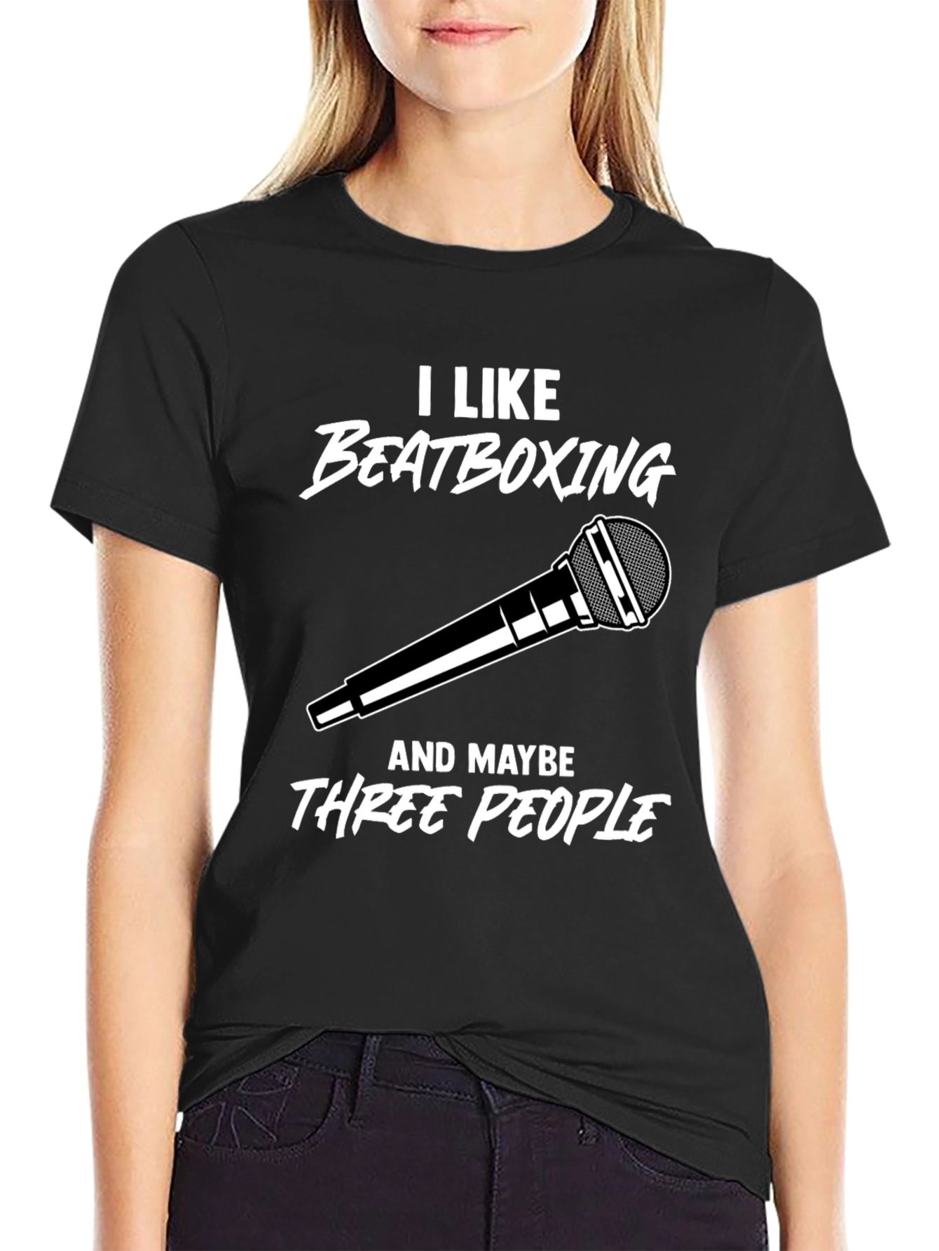 Black I Like Beatboxing T-Shirt - Funny Musician Tee view 2