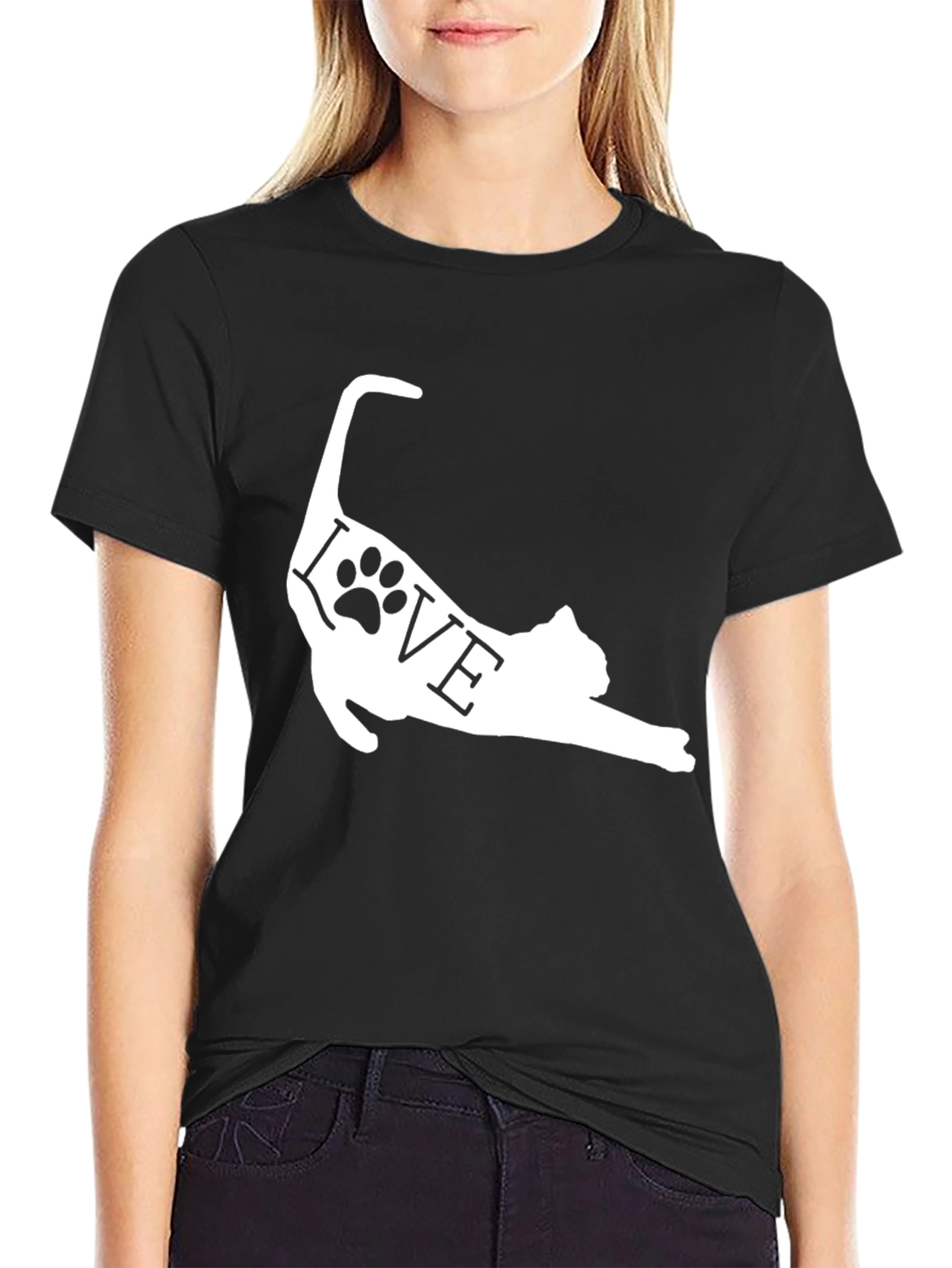 Black Cat Love Graphic T-Shirt - Pet Lover Tee view 2