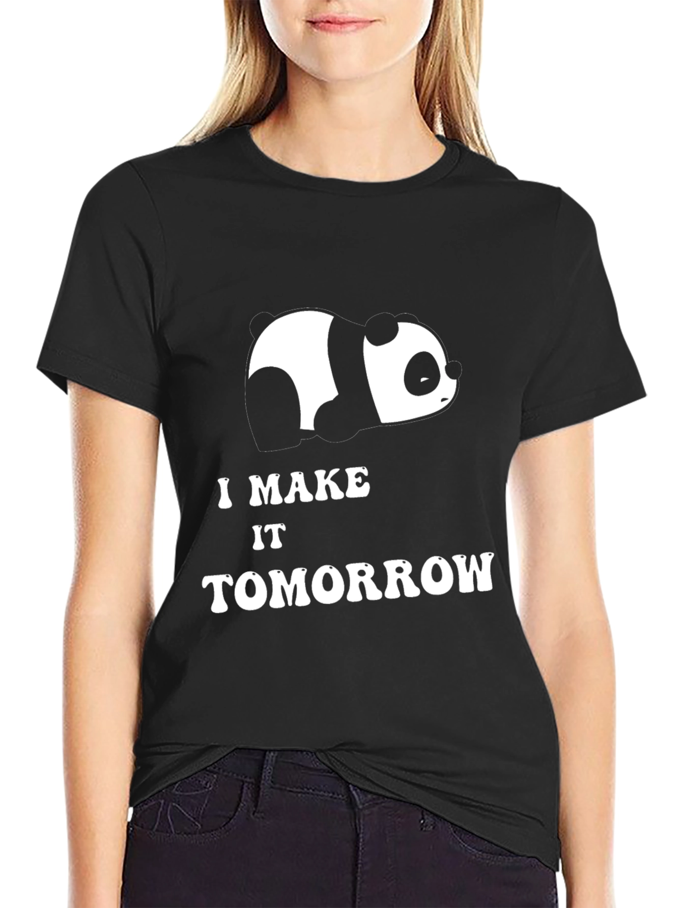 Black Funny Panda T-Shirt - I Make it Tomorrow view 2