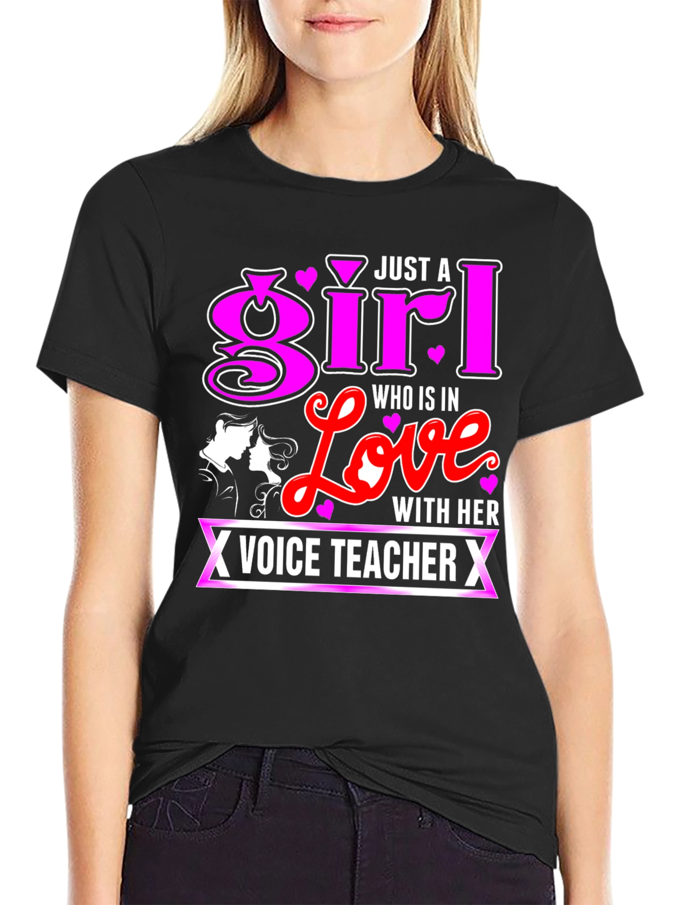 Black Just a Girl in Love with Her Voice Teacher T-Shirt view 2