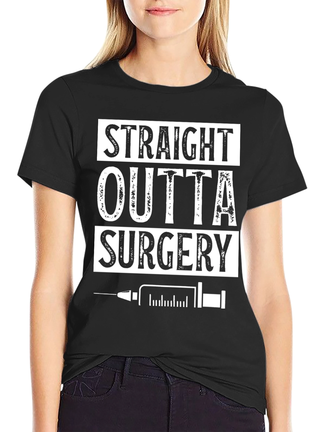 Black Straight Outta Surgery T-Shirt view 2