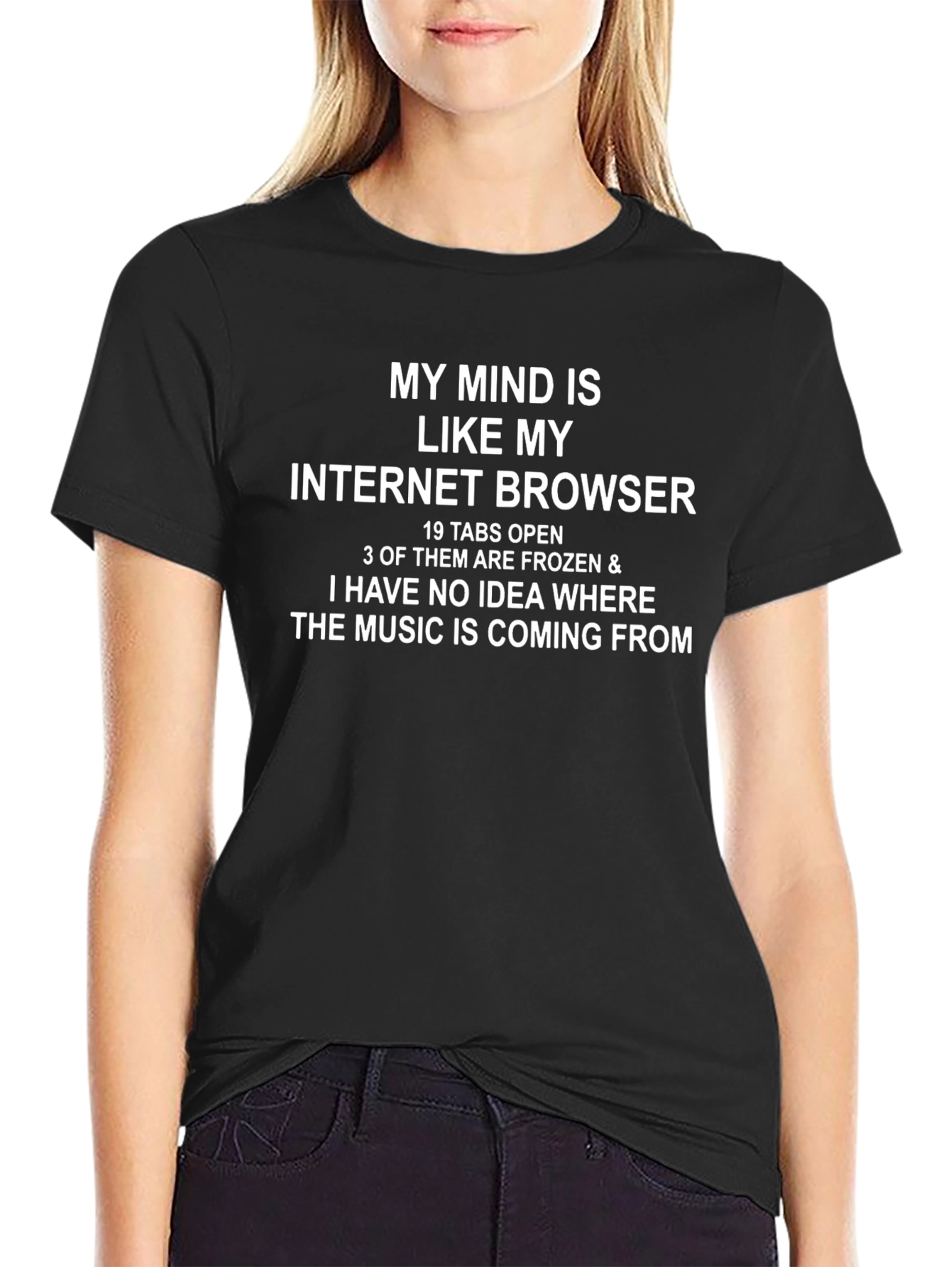 Black Funny Internet Browser Mind T-Shirt view 2