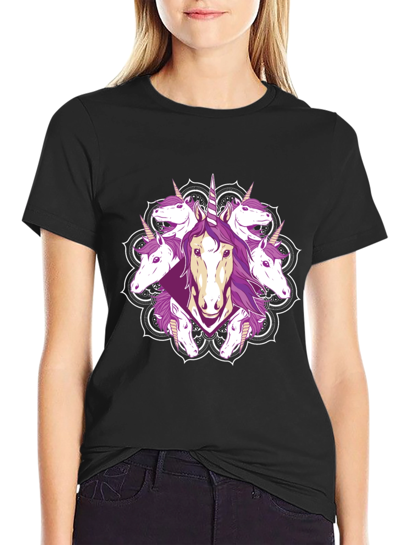 Black Unicorn Mandala Graphic Tee - Stylish & Unique! view 2