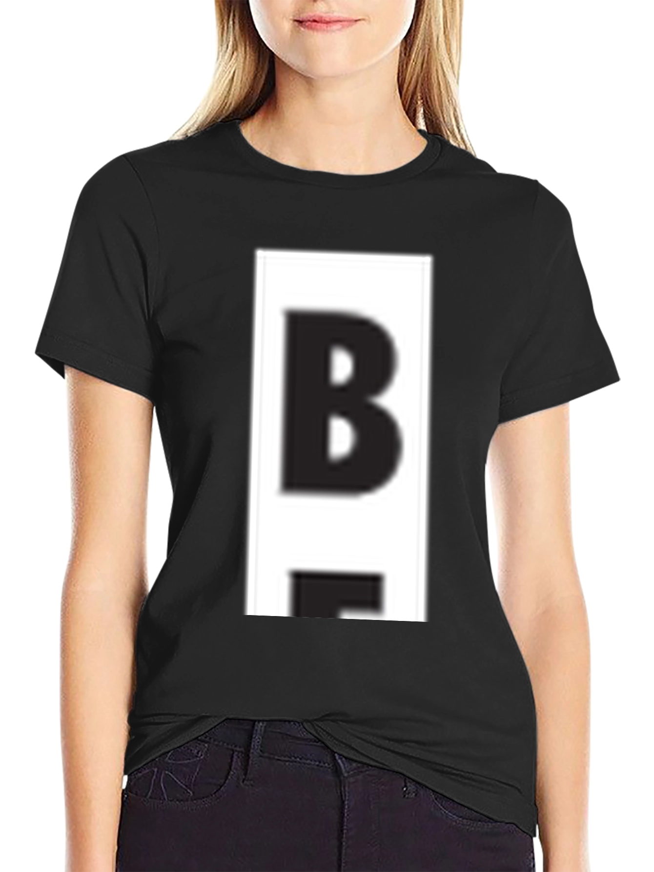 Black Bold 'B' Graphic Tee - Casual Black T-Shirt view 2
