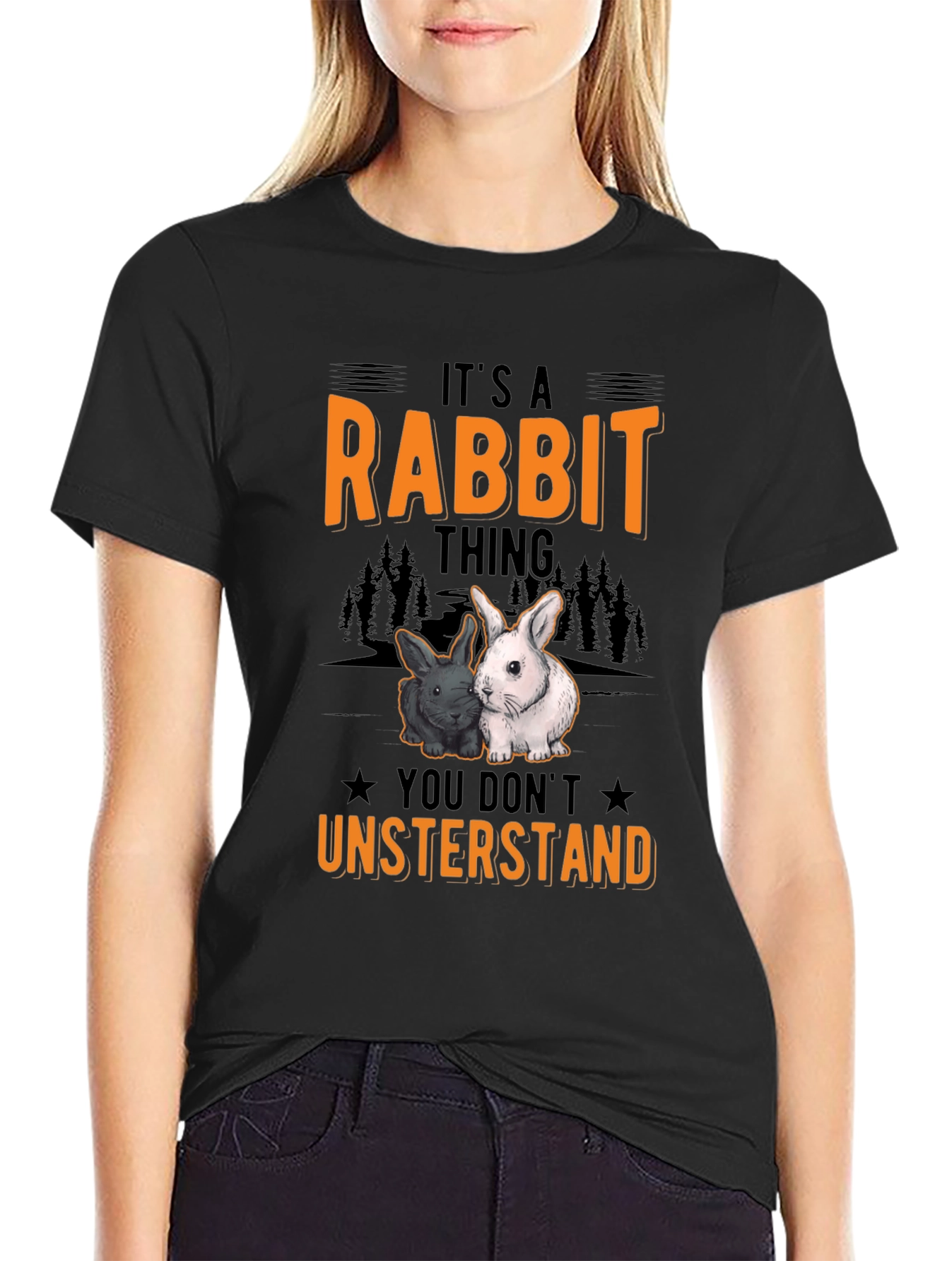 Black Rabbit Thing T-Shirt - Cute Bunny Tee view 2