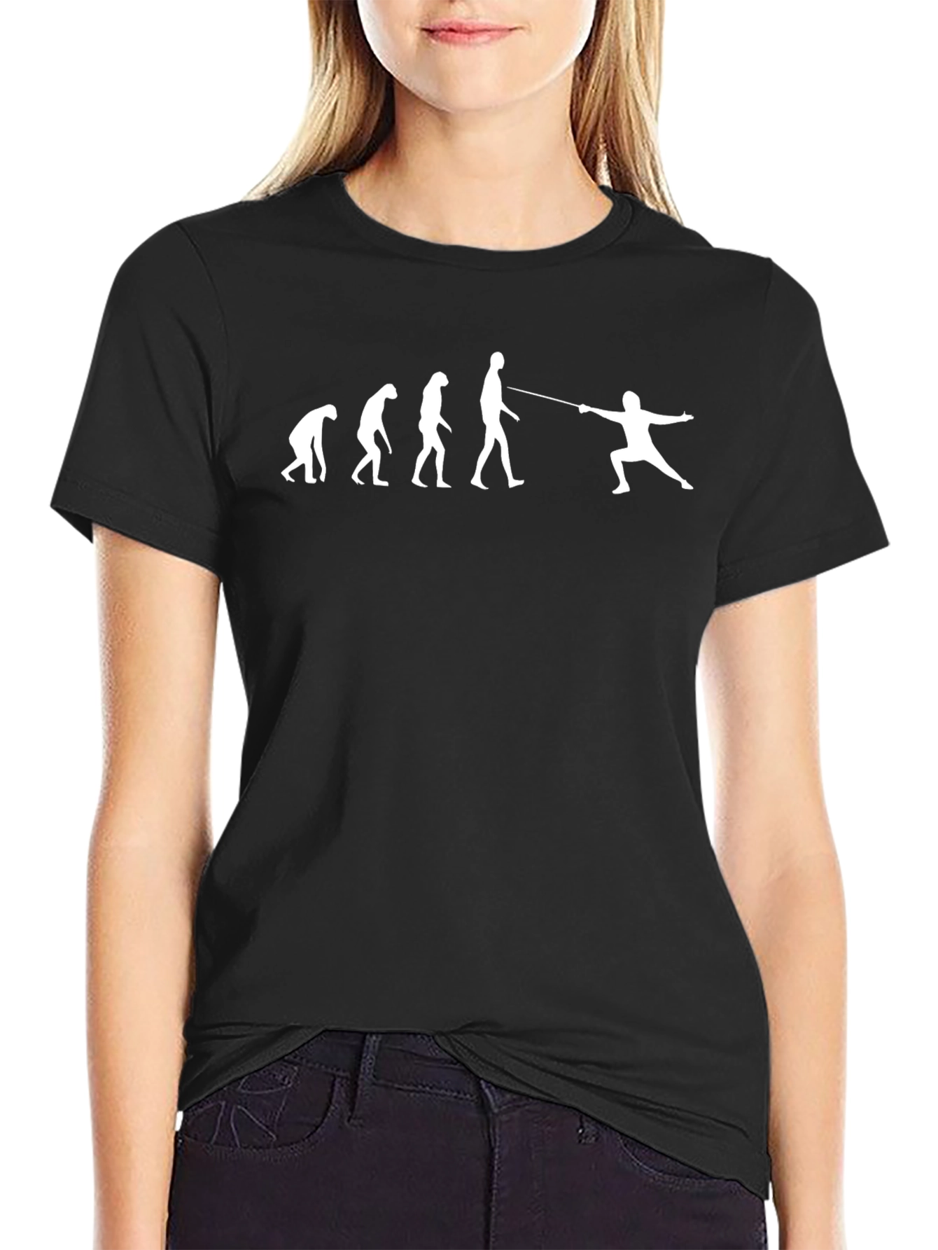 Black Fencing Evolution Graphic T-Shirt - Black Cotton Tee view 2