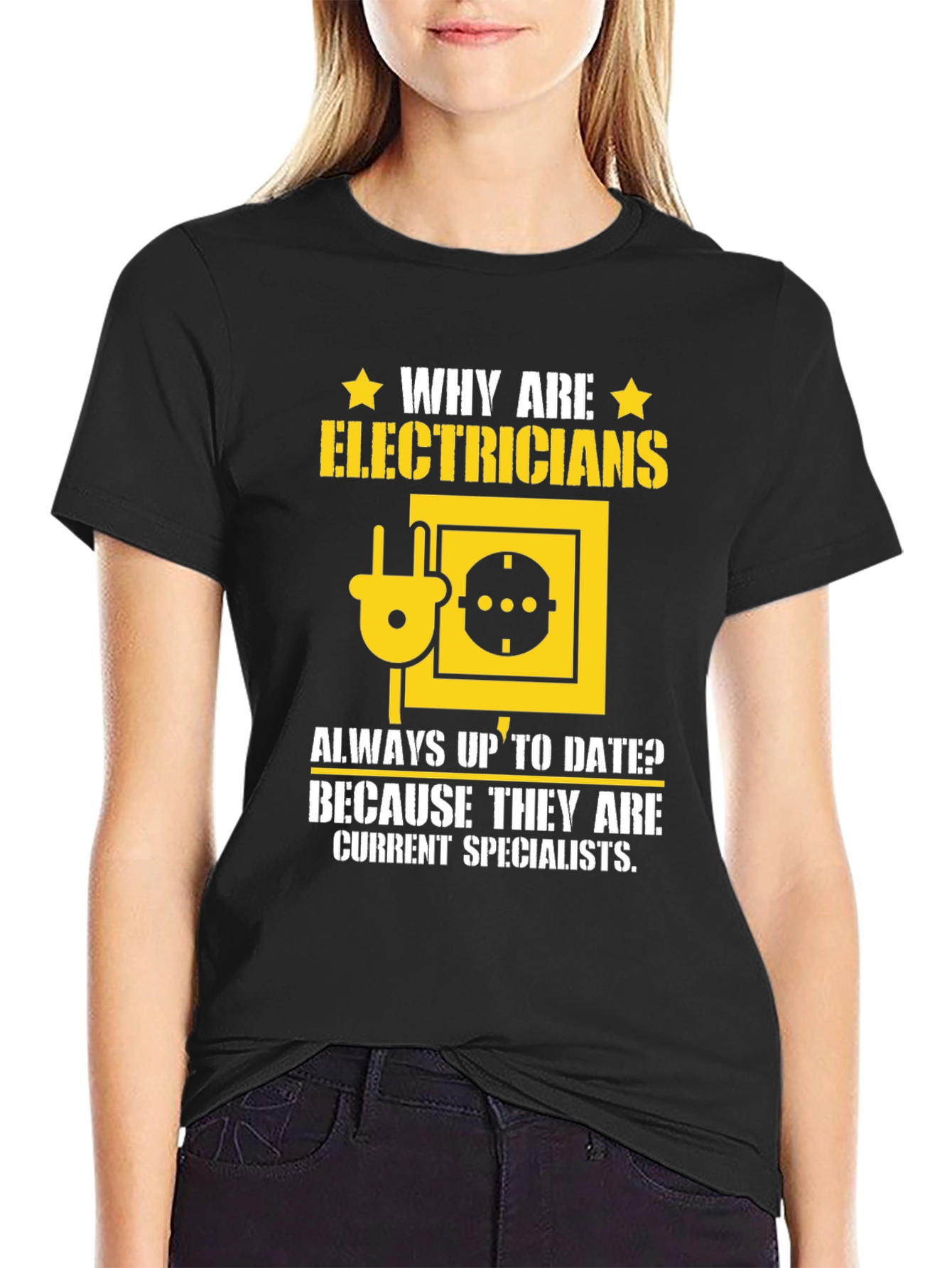 Black Electrician T-Shirt: Current Specialists view 2