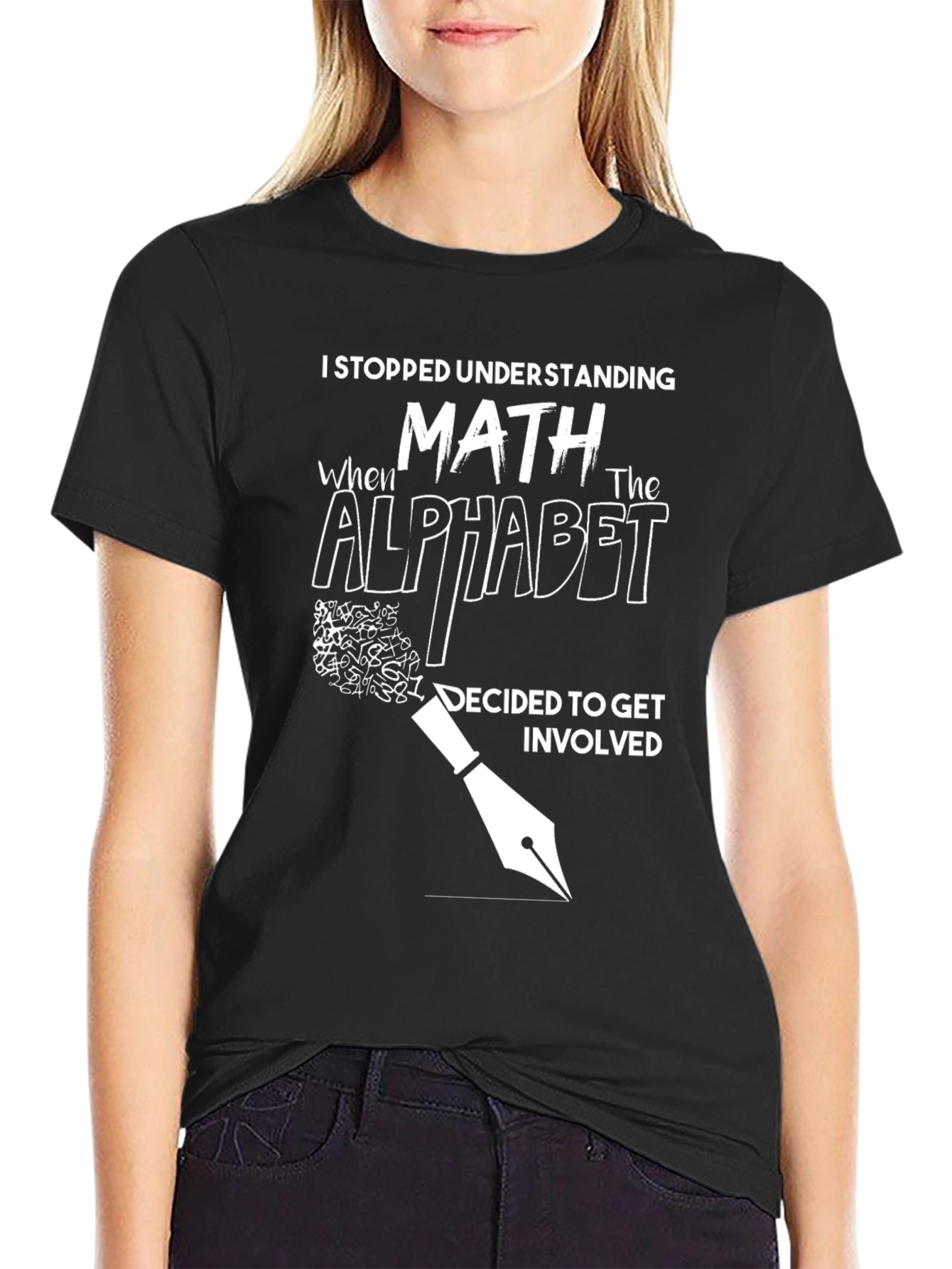 Black Math Alphabet Funny Graphic Tee view 2
