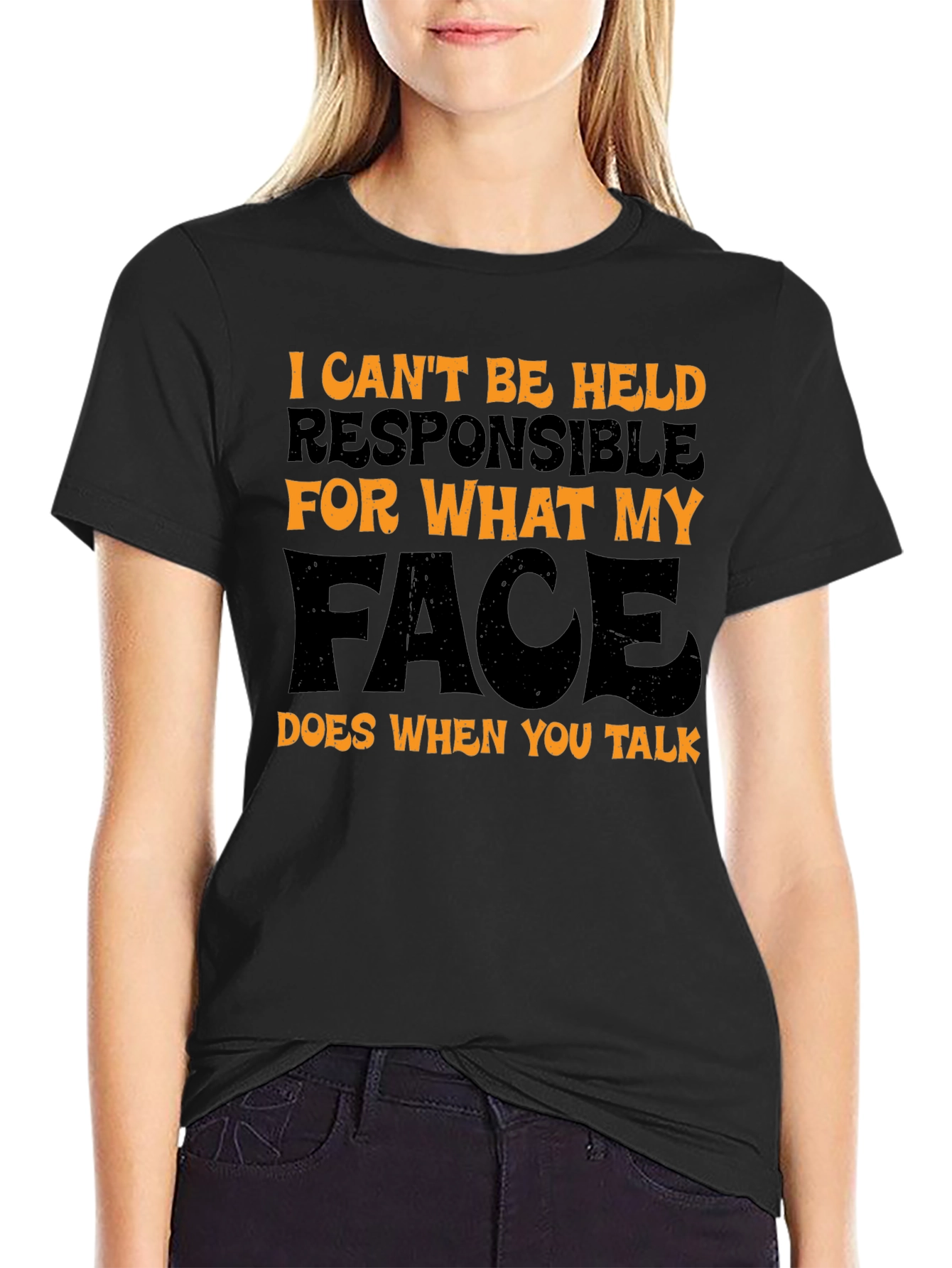 Black Funny Face T-Shirt - Talk Sarcasm Humor Tee view 2