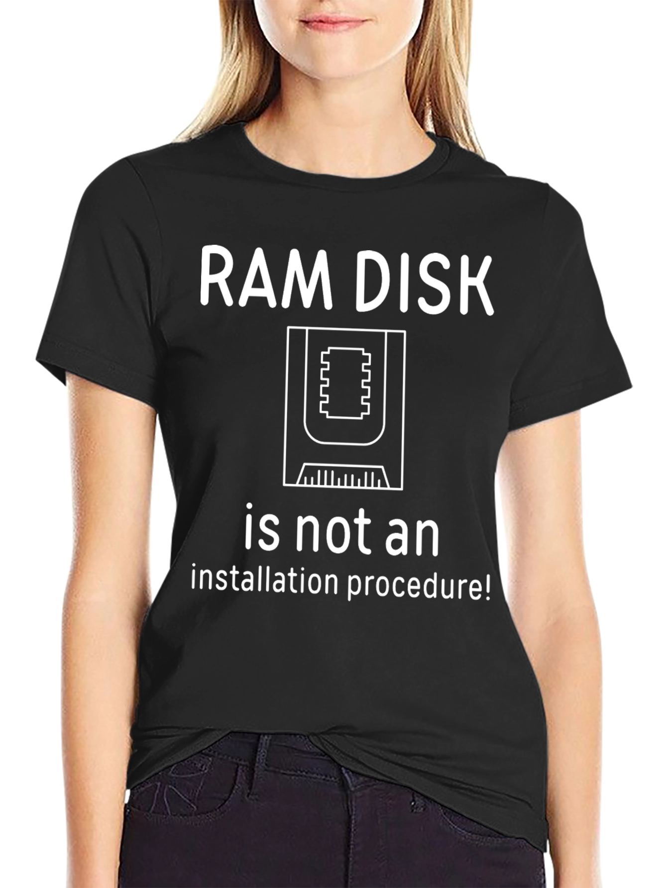 Black RAM Disk Humor Tee - Tech Geek T-Shirt view 2