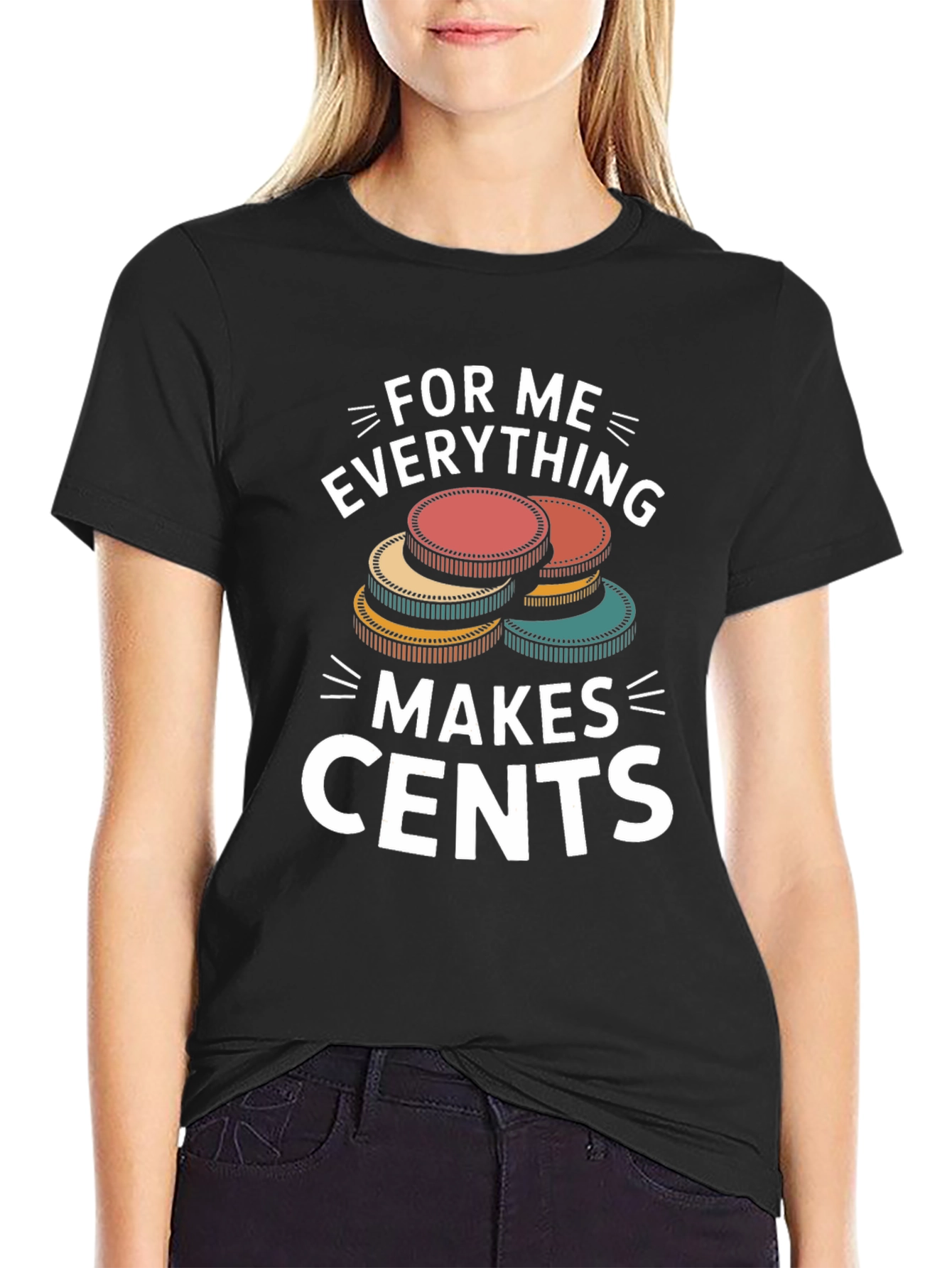 Black Funny "Makes Cents" Graphic Tee view 2