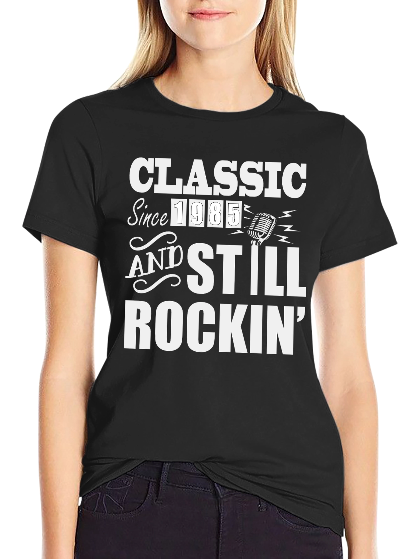Black Classic Since 1985 T-Shirt - Rockin' Birthday Tee view 2