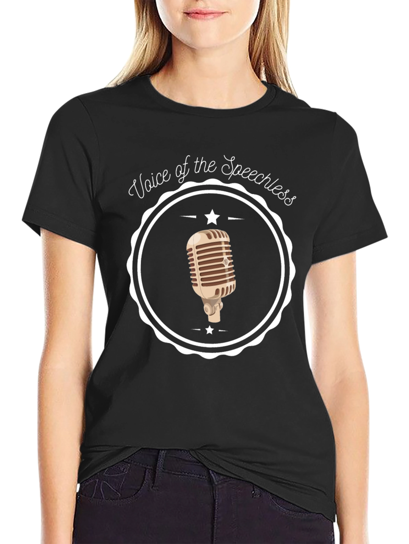 Black Voice of the Speechless Microphone Graphic Tee view 2