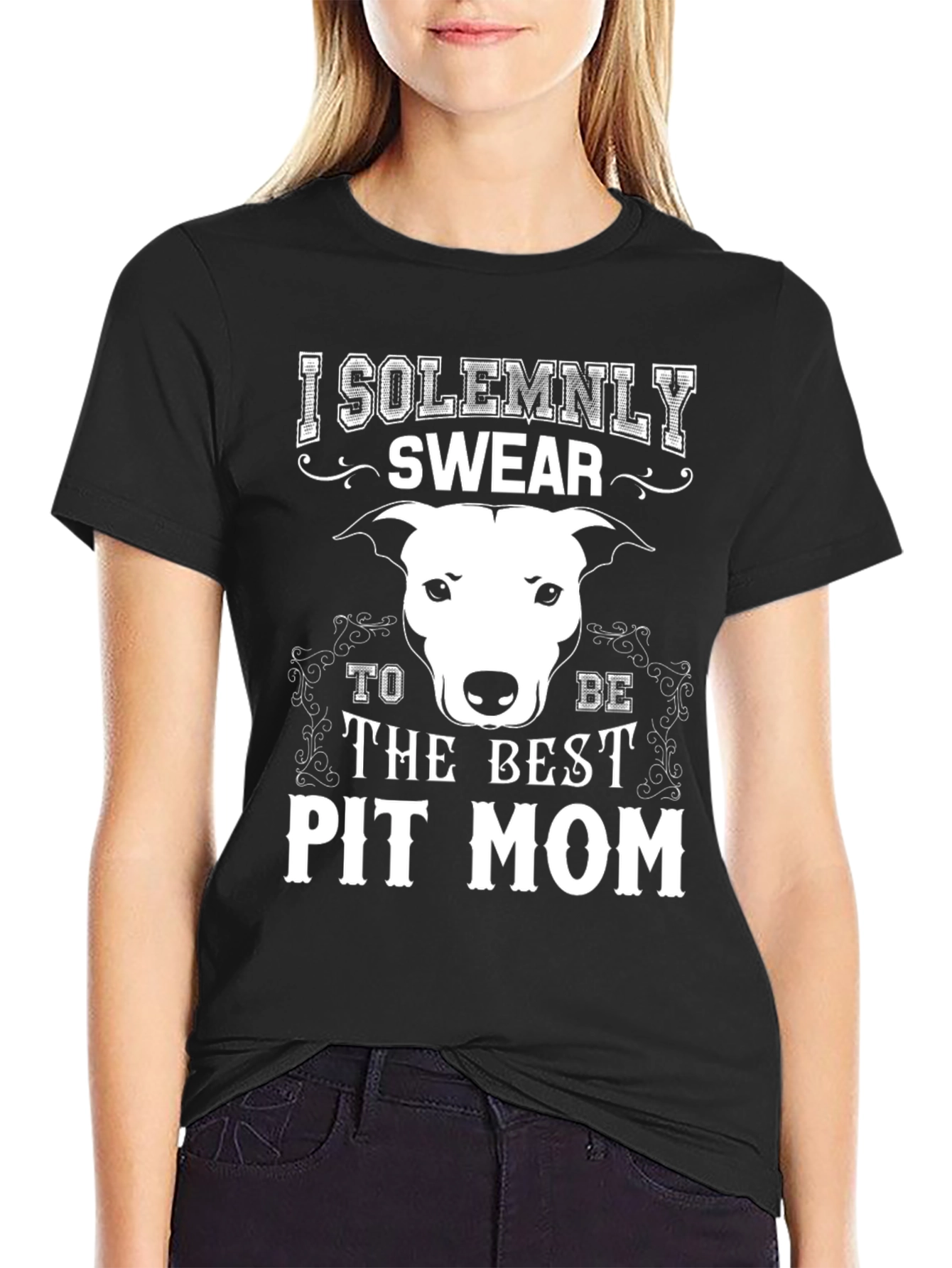 Black I Solemnly Swear Pit Mom T-Shirt view 2