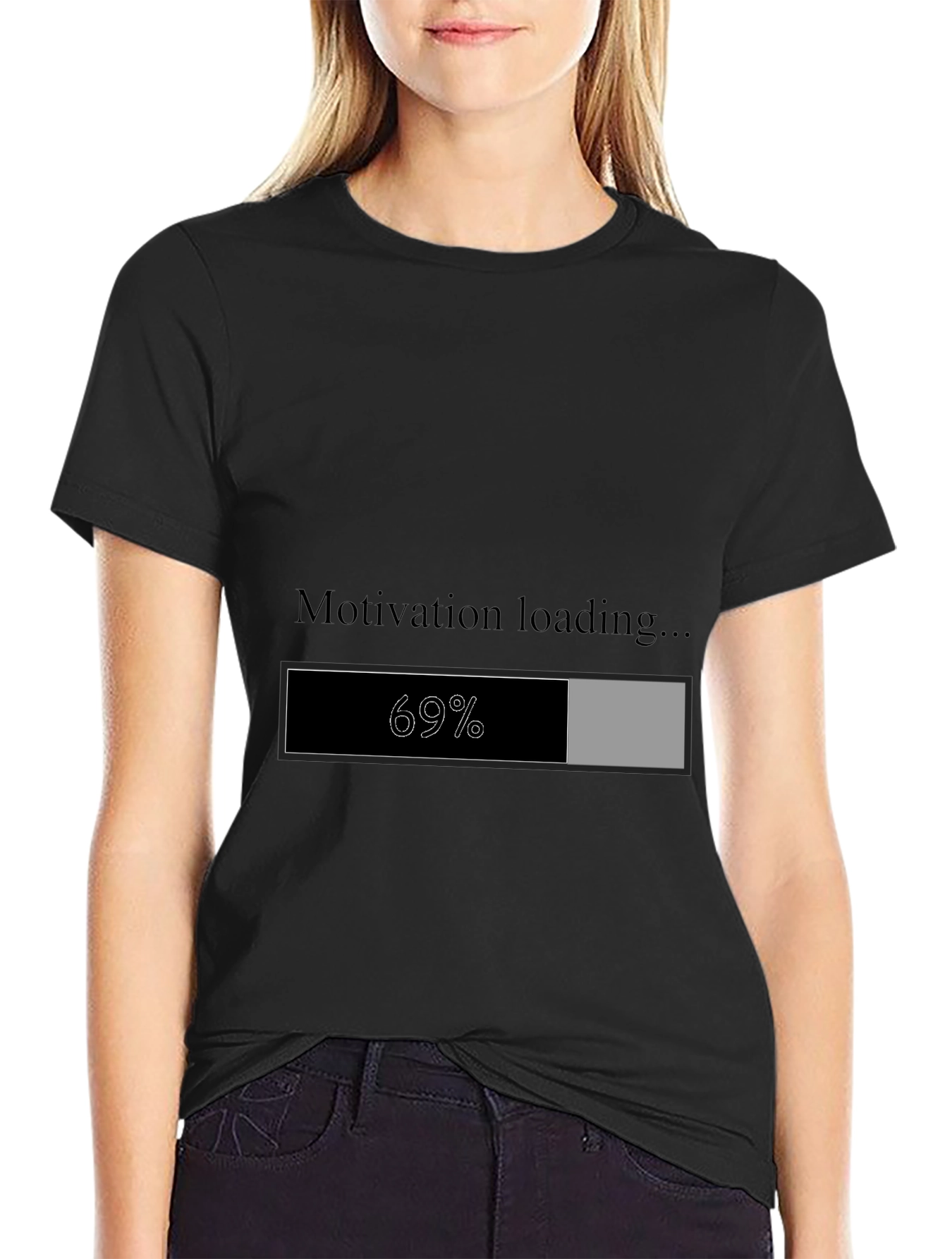 Black Motivation Loading T-Shirt view 2