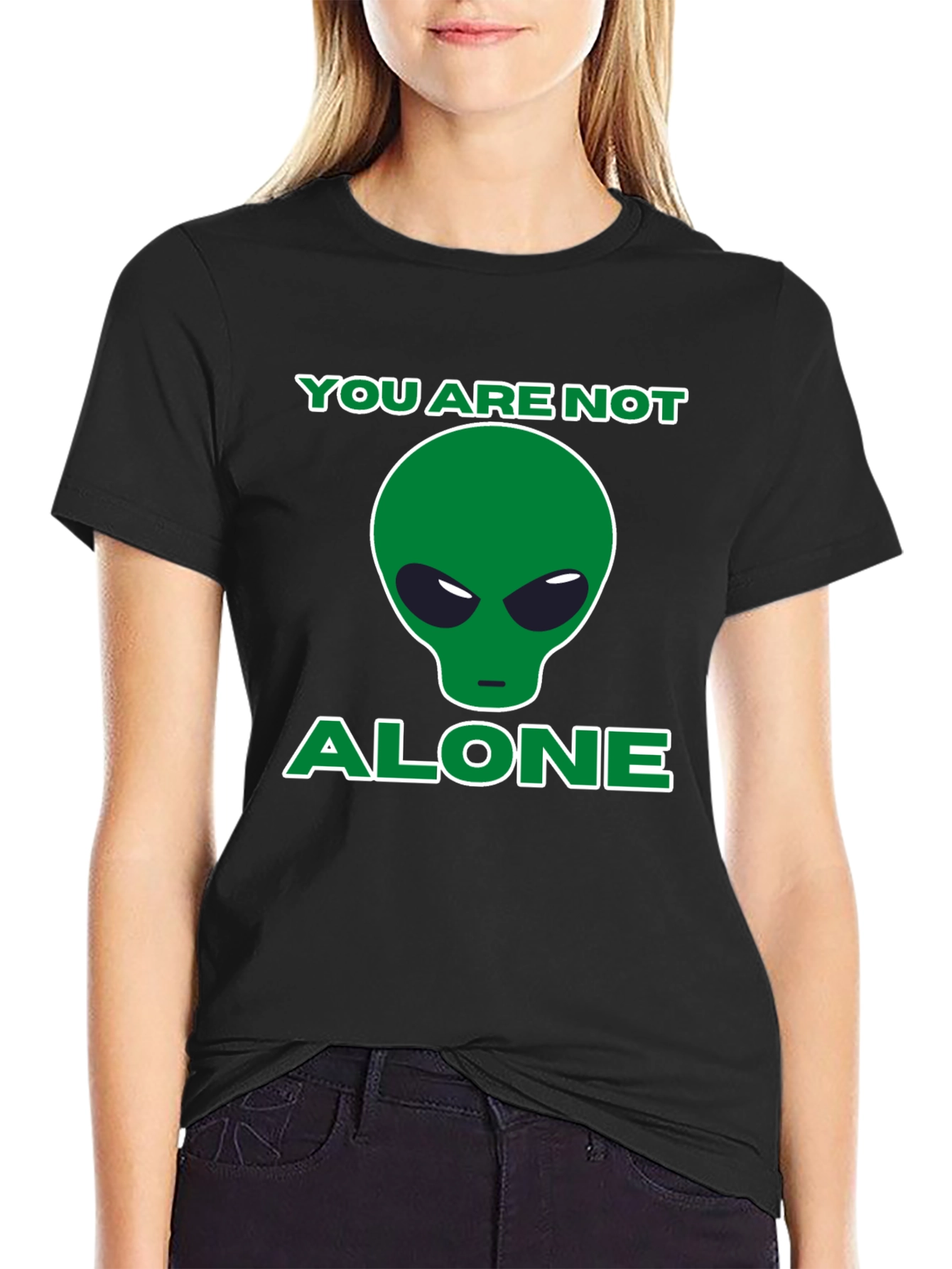 Black Alien Graphic T-Shirt - You Are Not Alone view 2