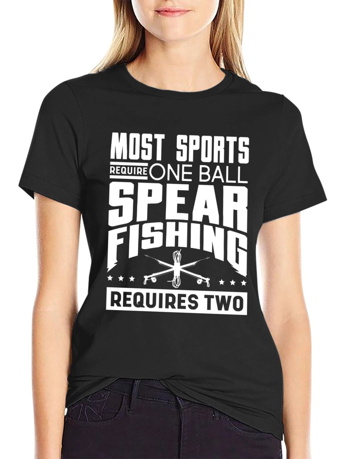 Black Spear Fishing Two Balls Graphic T-Shirt view 2
