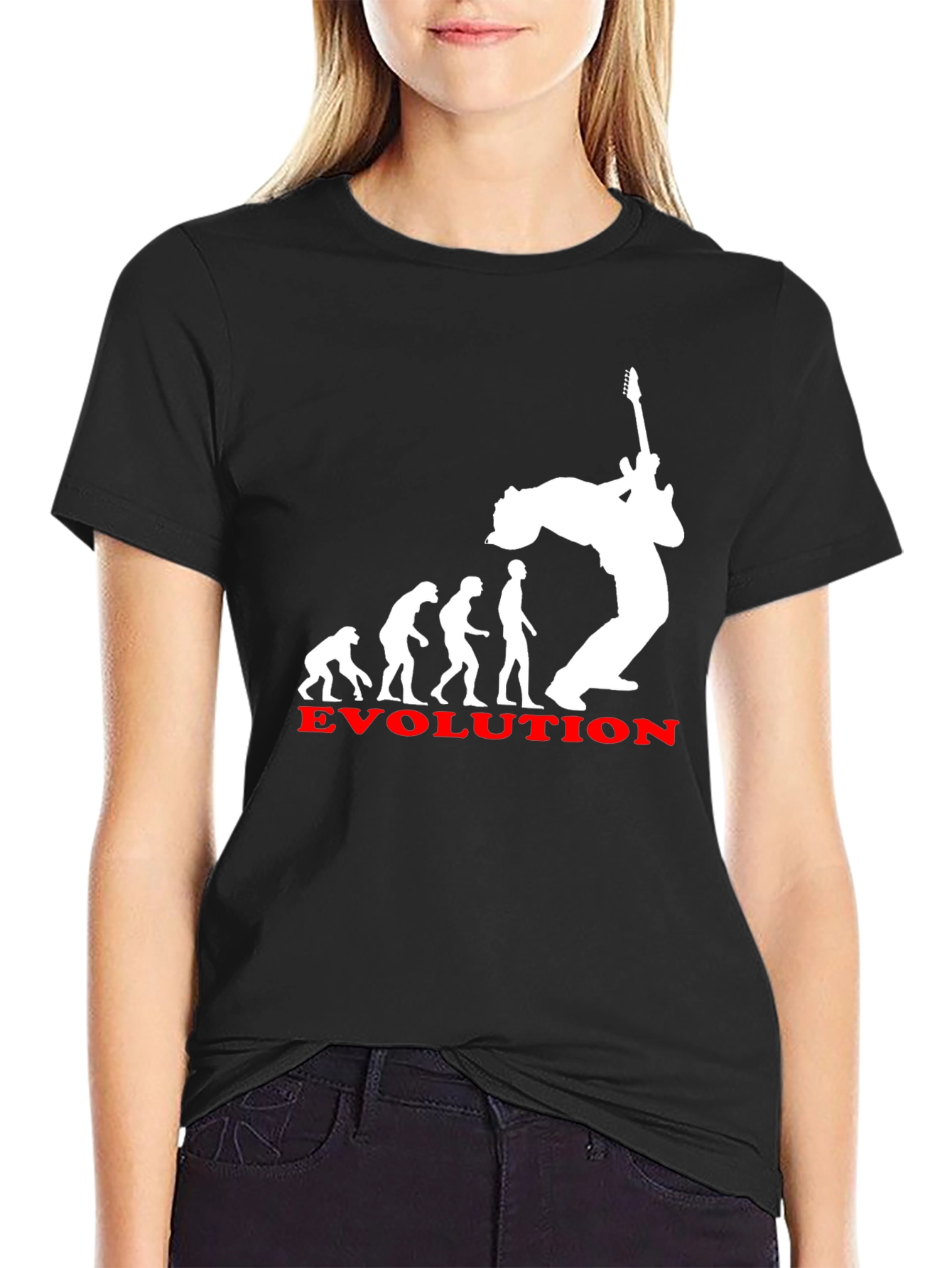 Black Evolution of Rock T-Shirt - Black Cotton Tee view 2