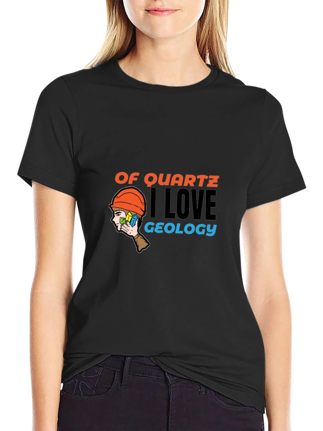Black Geology Lover T-Shirt - Of Quartz I Love Geology Tee view 2