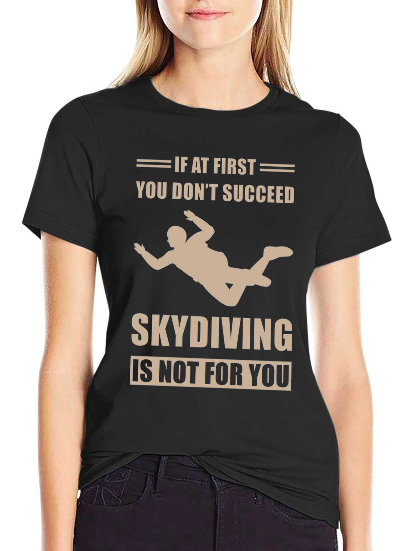Black Skydiving Funny Graphic T-Shirt view 2