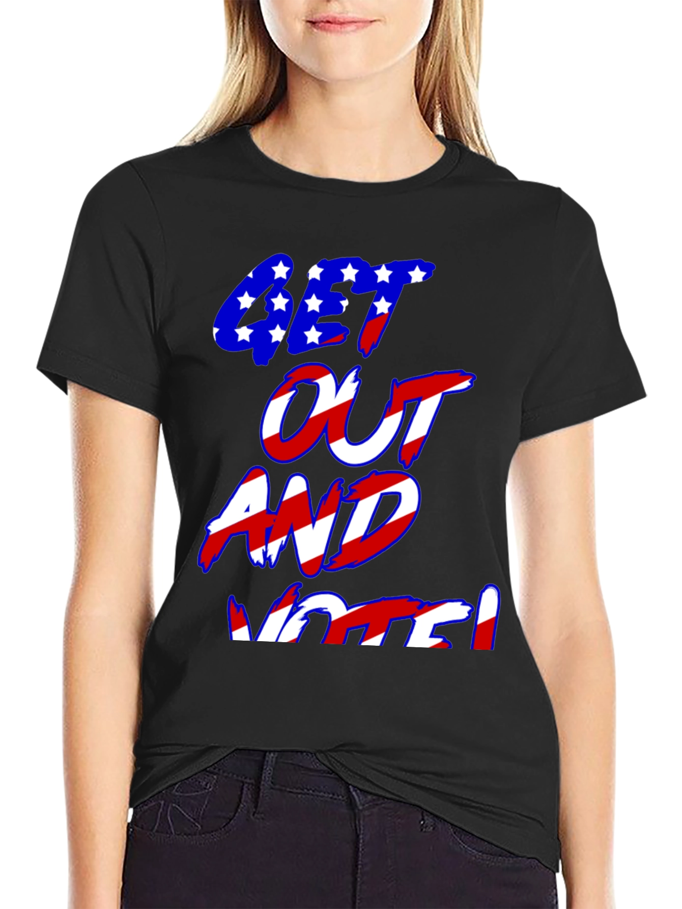 Black Get Out and Vote Graphic T-Shirt view 2