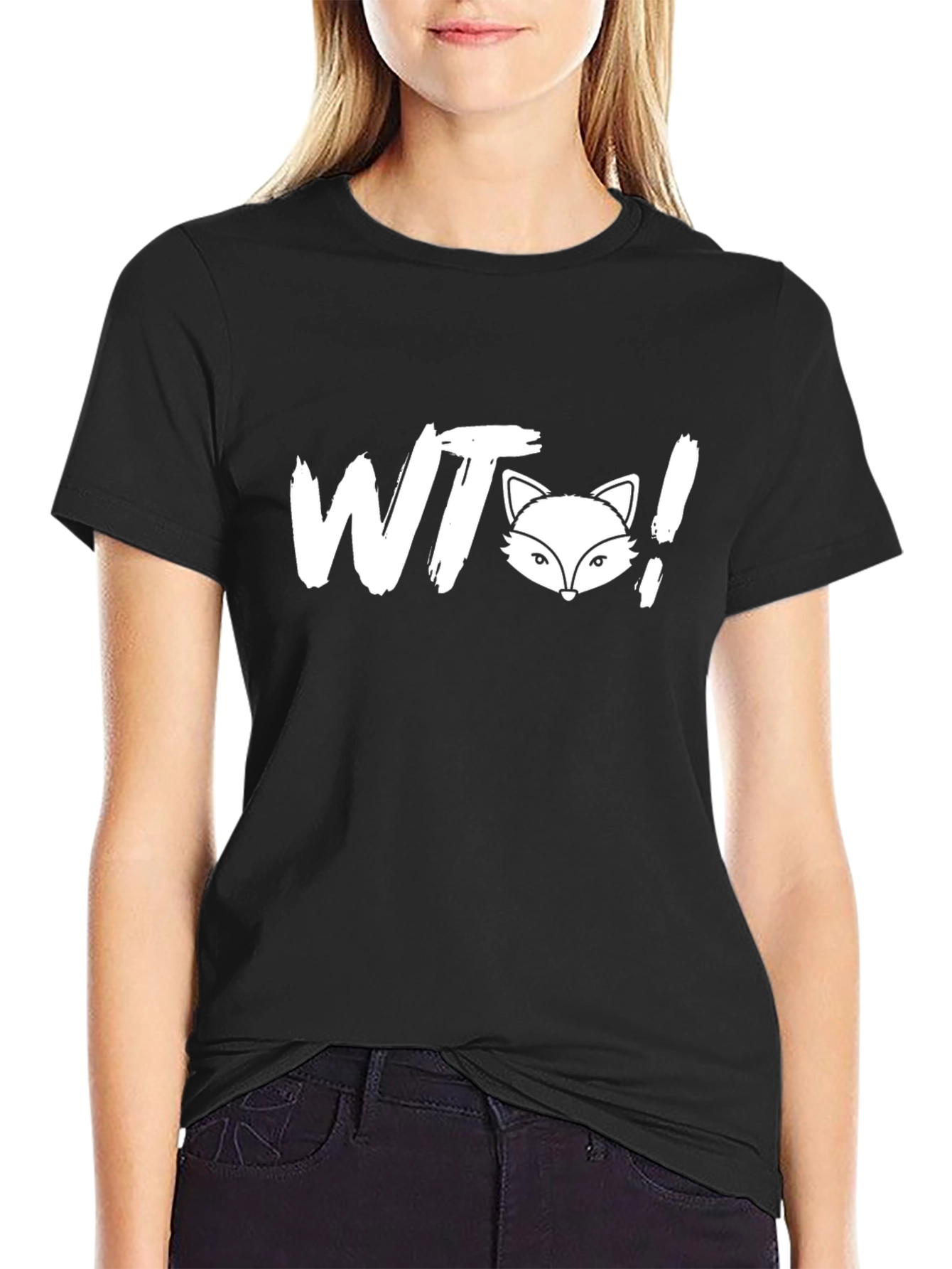 Black WTFox T-Shirt - Funny Graphic Tee view 2