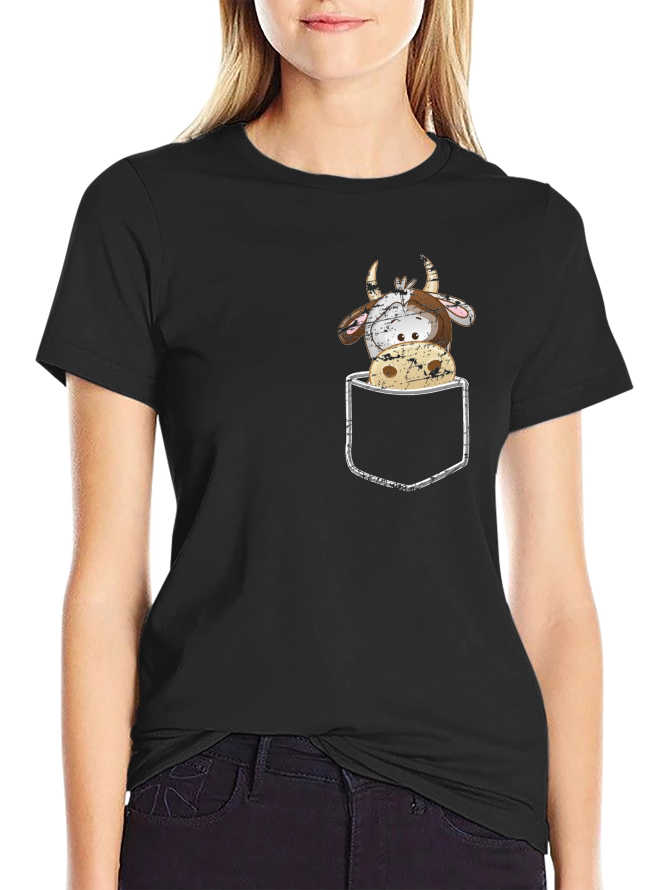 Black Cow Pocket T-Shirt view 2