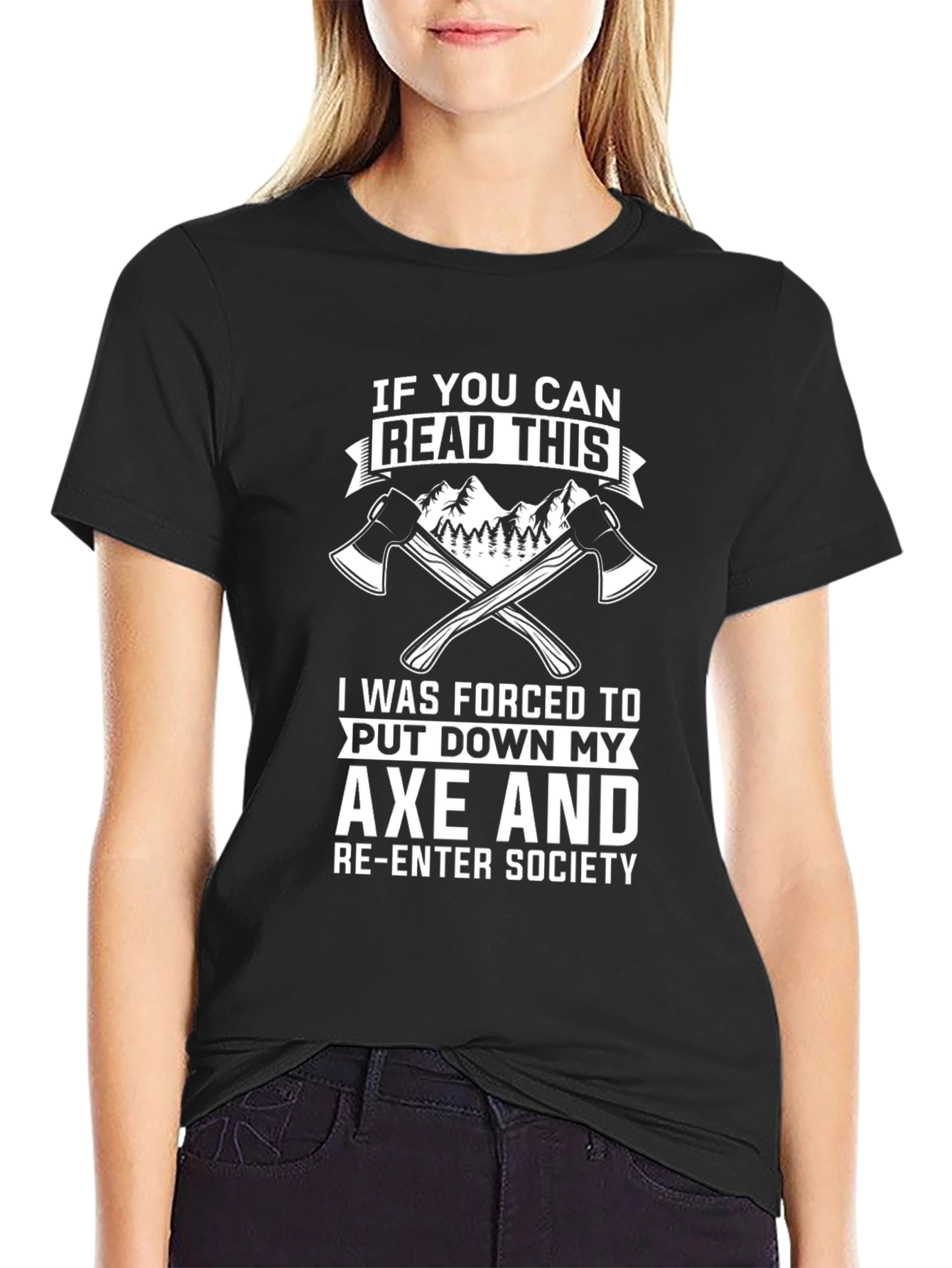 Black Funny Axe Lumberjack T-Shirt view 2