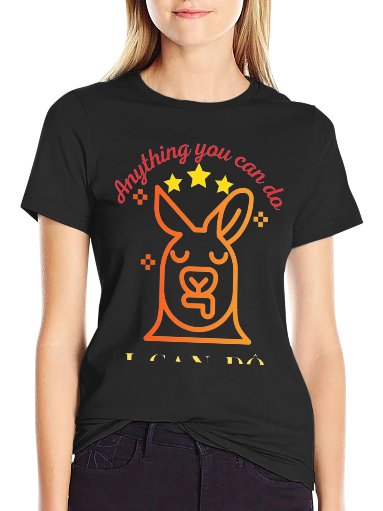 Black Funny Kangaroo Graphic T-Shirt - Anything You Can Do view 2