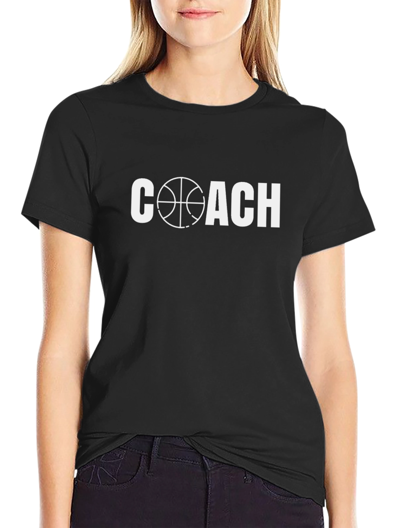 Black Basketball Coach Graphic Tee - Black Cotton T-Shirt view 2
