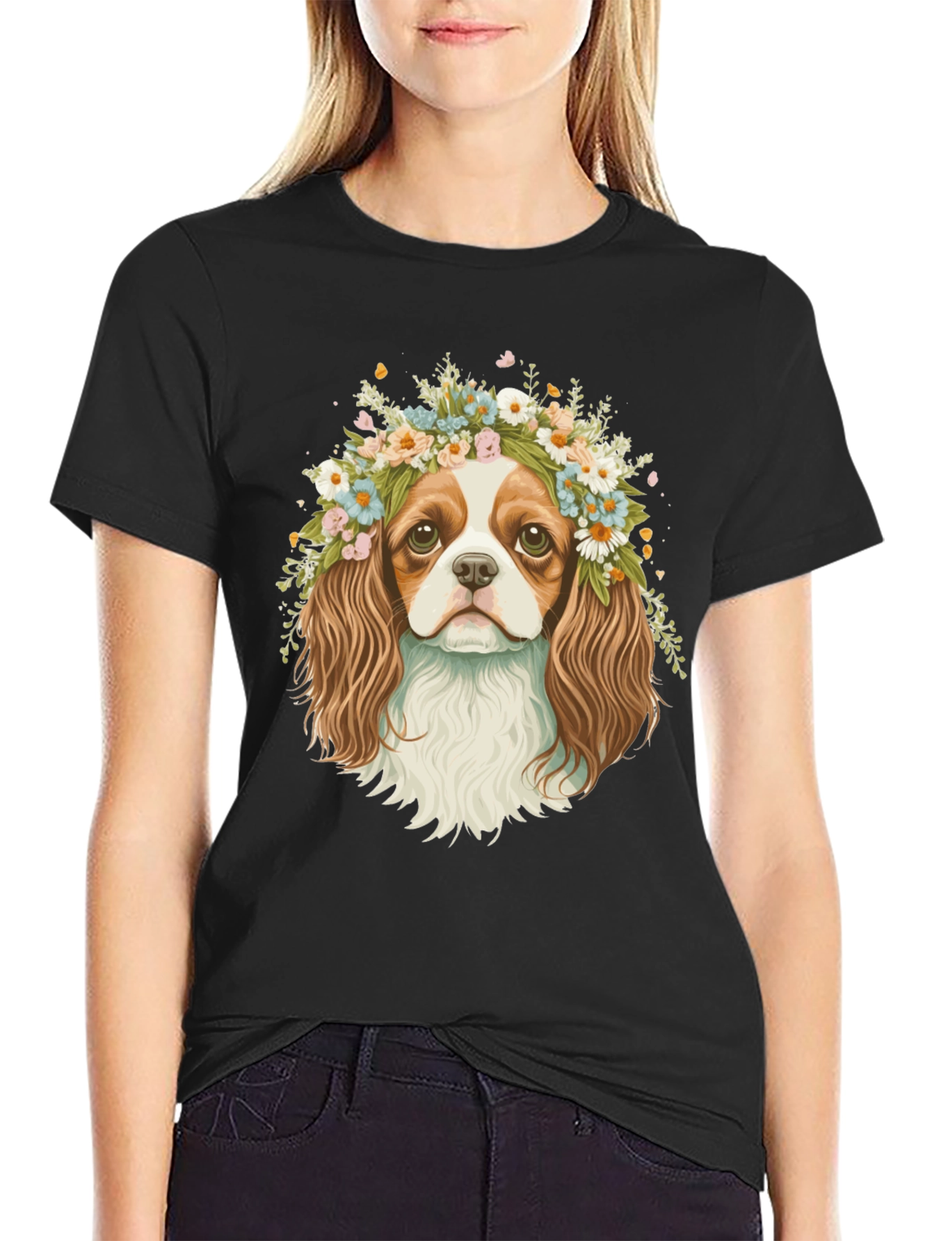 Dog with Flower Crown Graphic Tee - 2