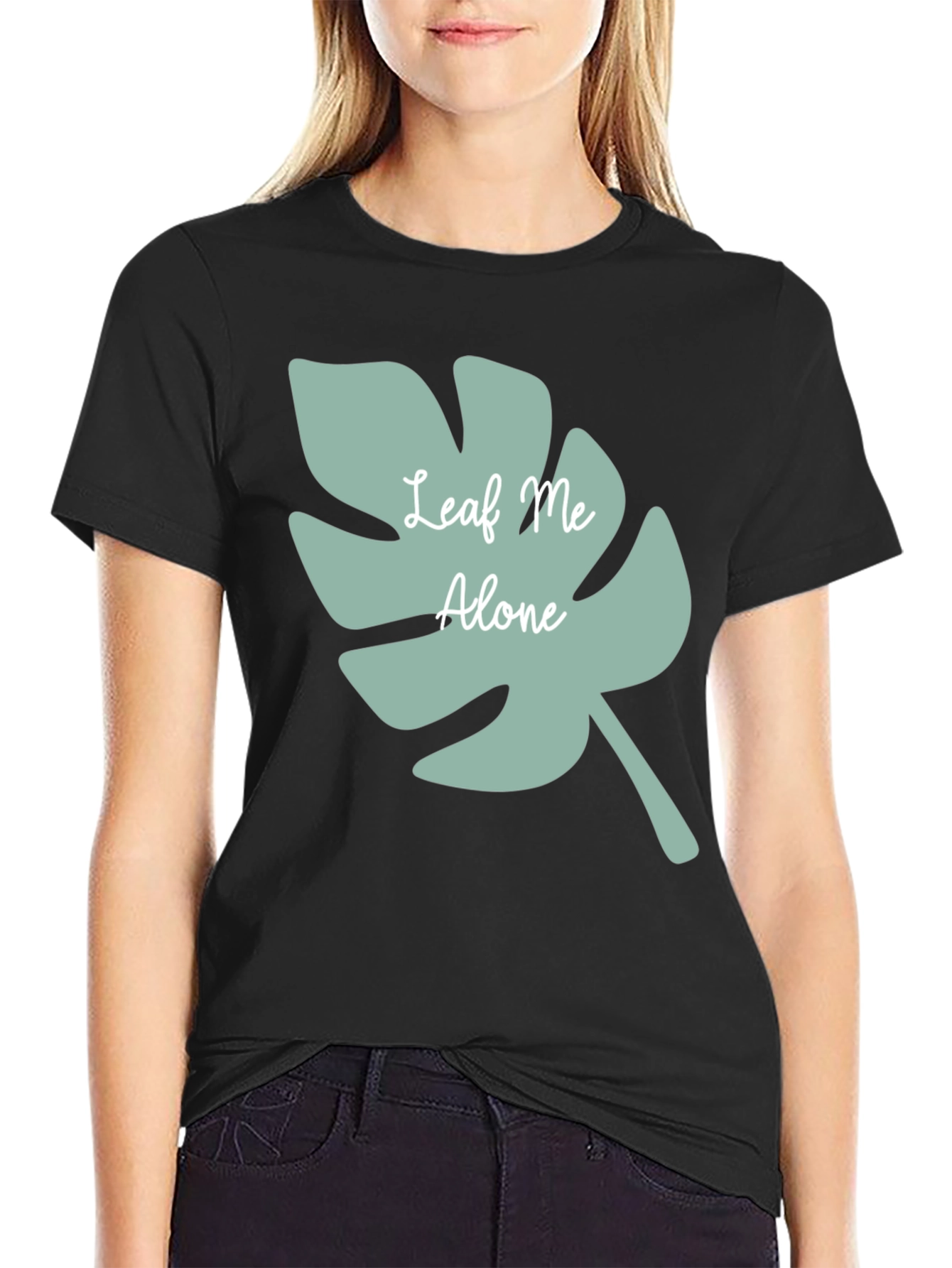 Black Leaf Me Alone T-Shirt - Comfy Casual Tee view 2