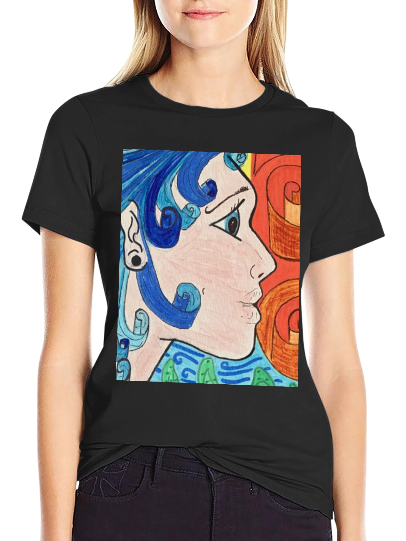 Black Abstract Art Graphic Tee - Black Unisex Shirt view 2