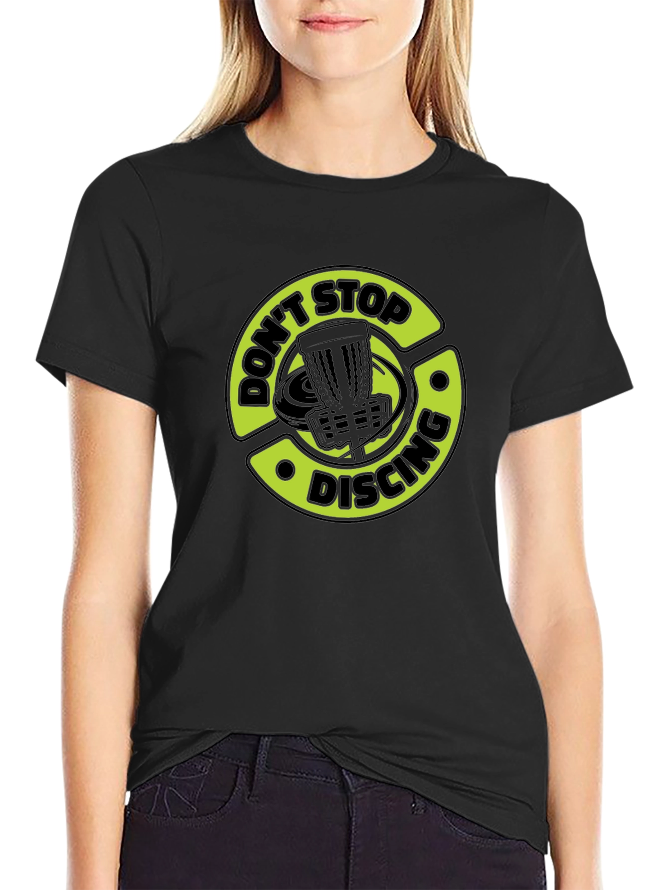 Black Don't Stop Discing T-Shirt, Disc Golf Apparel view 2