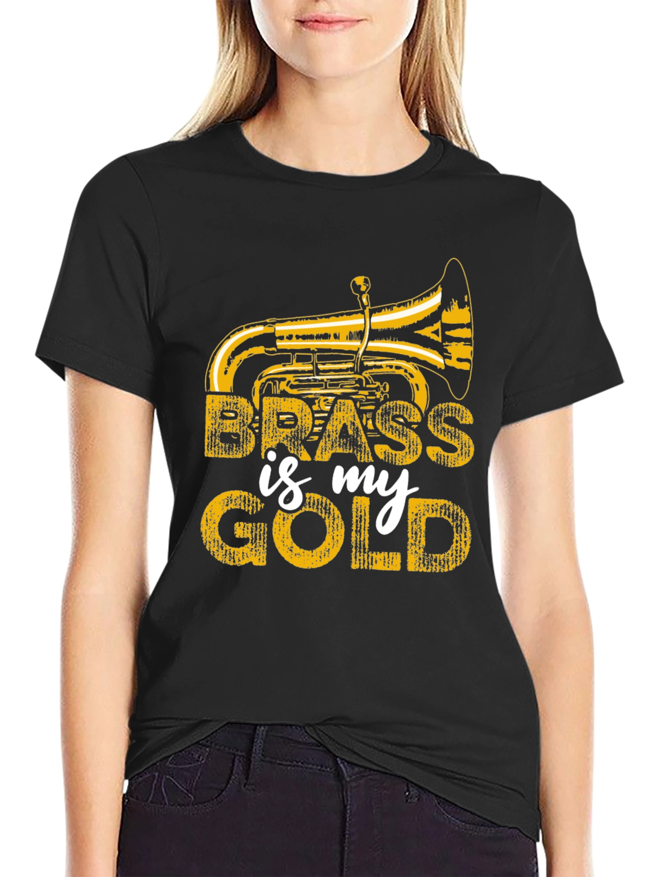 Black Brass is My Gold Tuba Player T-Shirt view 2