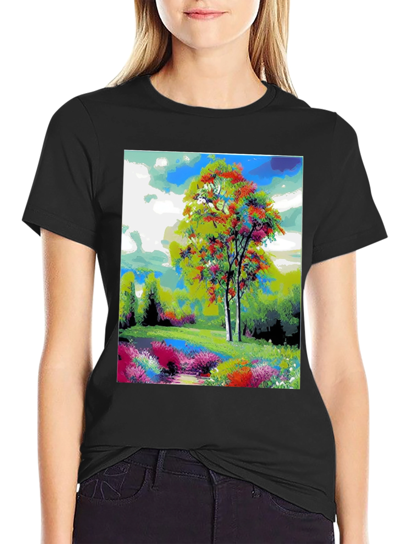 Black Nature Art T-Shirt view 2