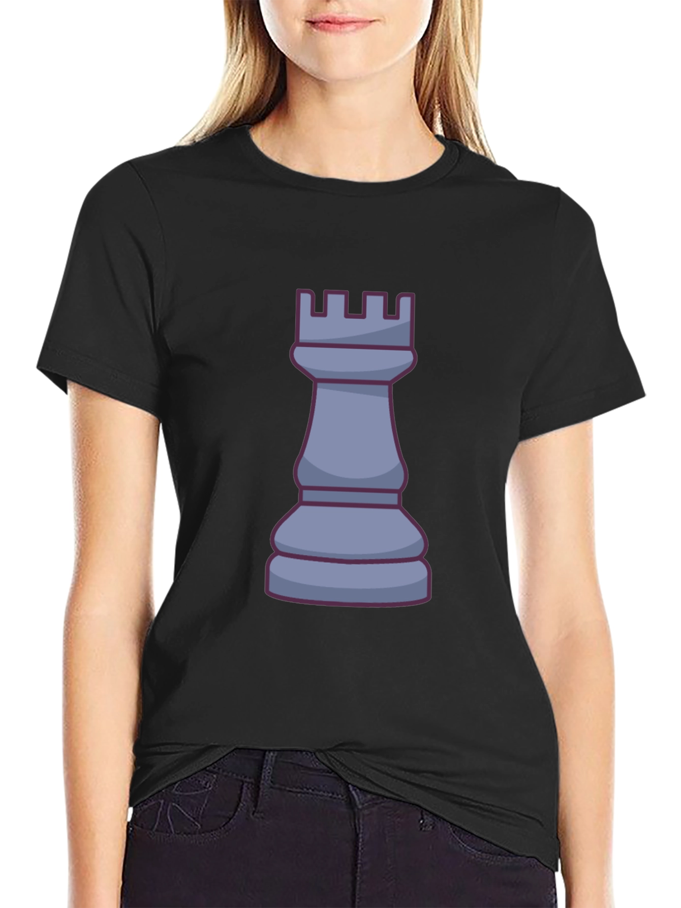 Black Chess Rook Graphic T-Shirt - Strategy & Style view 2