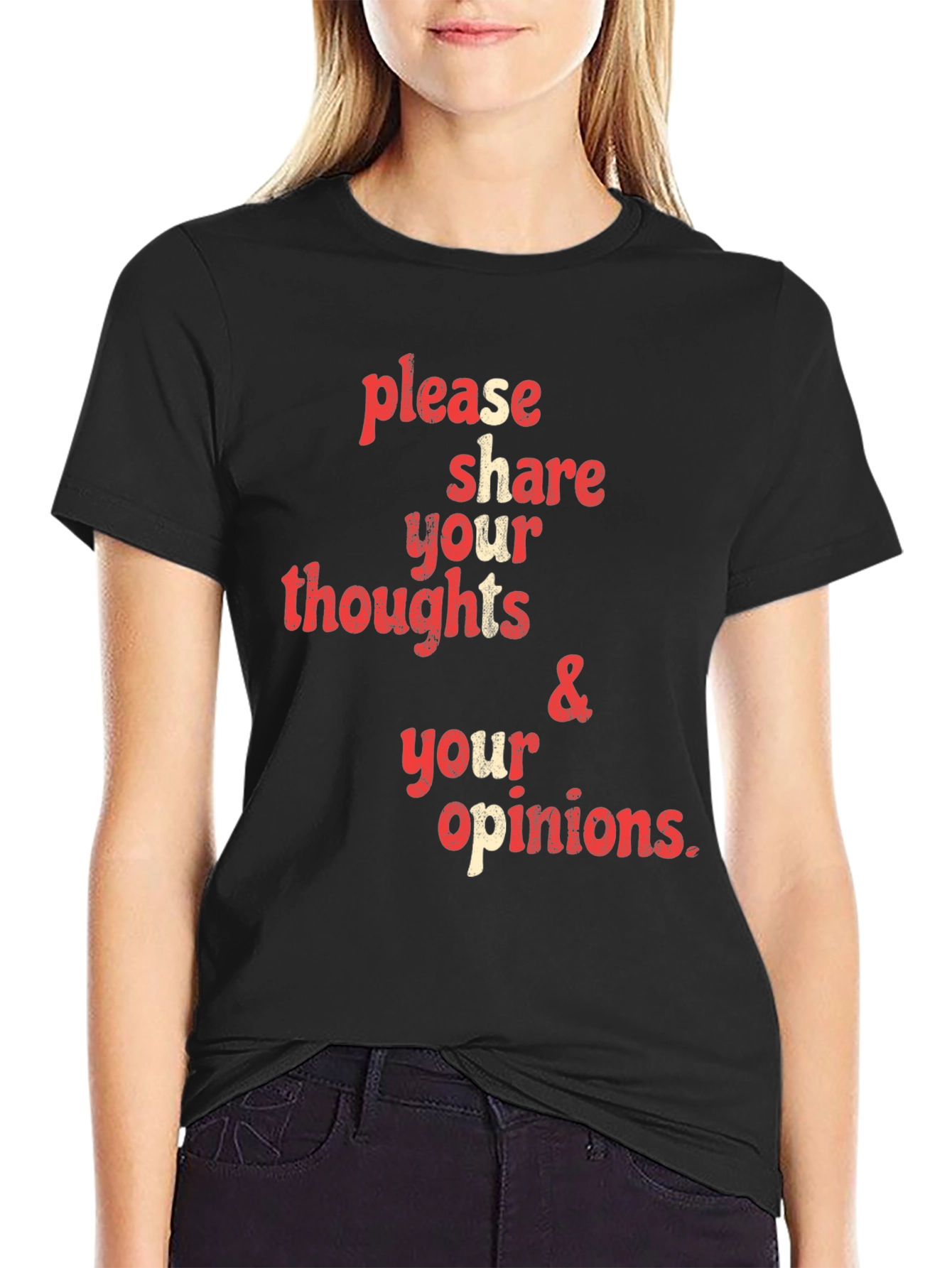 Black Share Your Thoughts Graphic Tee - Black view 2