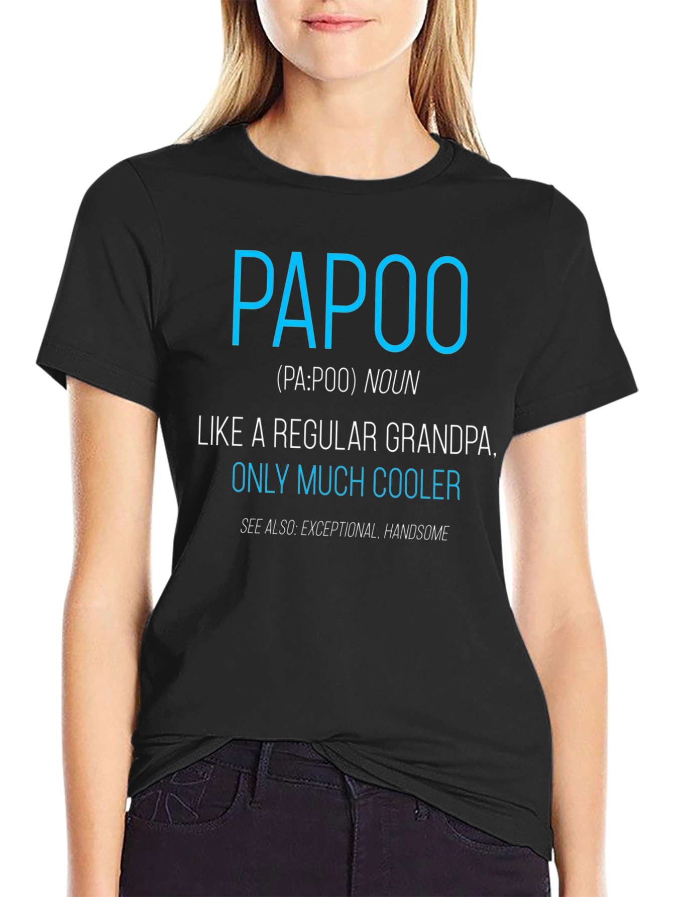 Black Funny Papoo Definition T-Shirt - Cool Grandpa Tee view 2