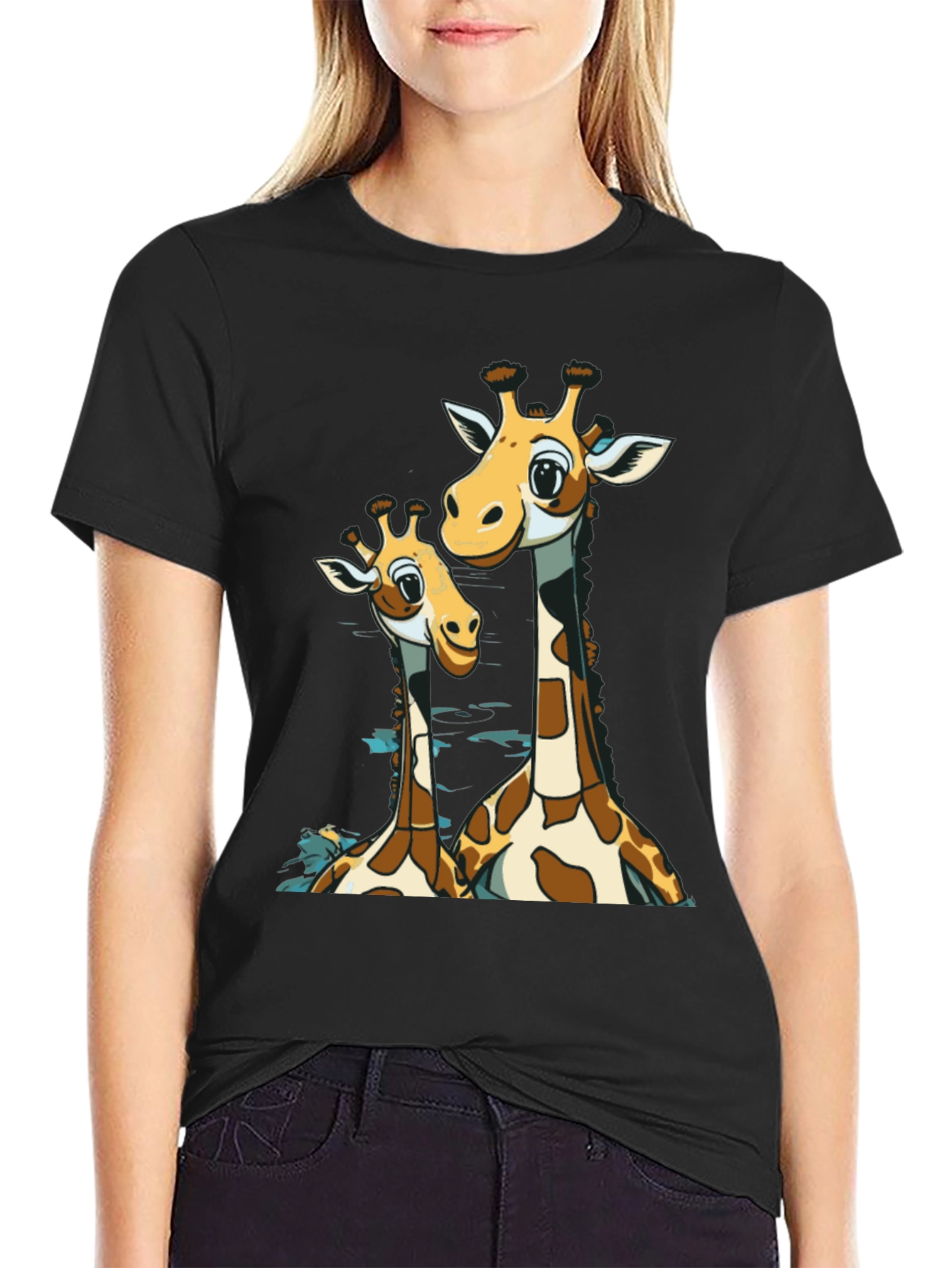 Black Giraffe Lover Black T-Shirt view 2