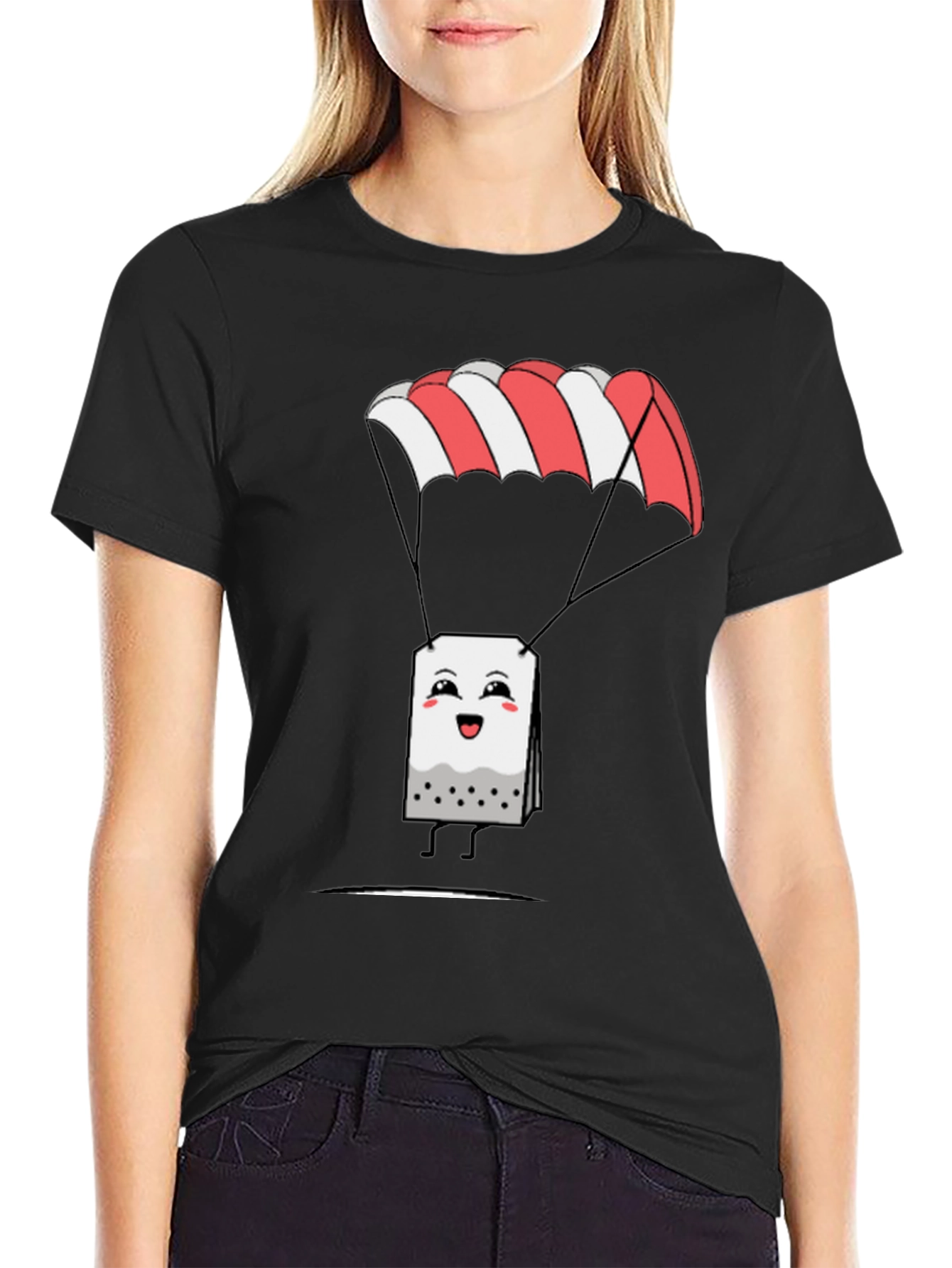 Black Parachute Tea Bag Graphic T-Shirt view 2