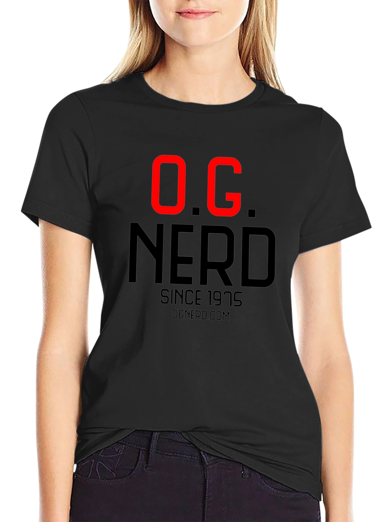 Black OG Nerd Since 1975 Black T-Shirt view 2