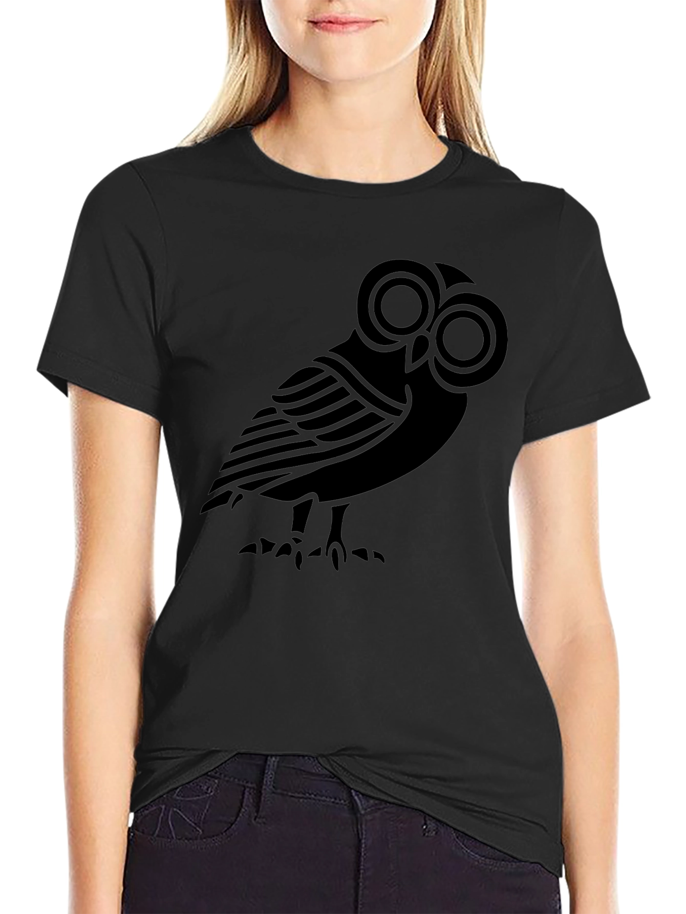Black Owl Graphic Black T-Shirt view 2