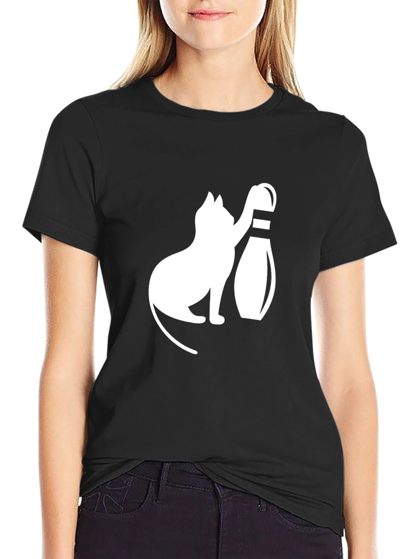 Black Cat Bowling T-Shirt - Unisex view 2