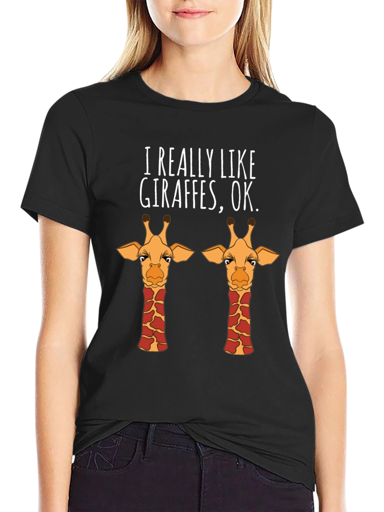 Black I Really Like Giraffes T-Shirt view 2