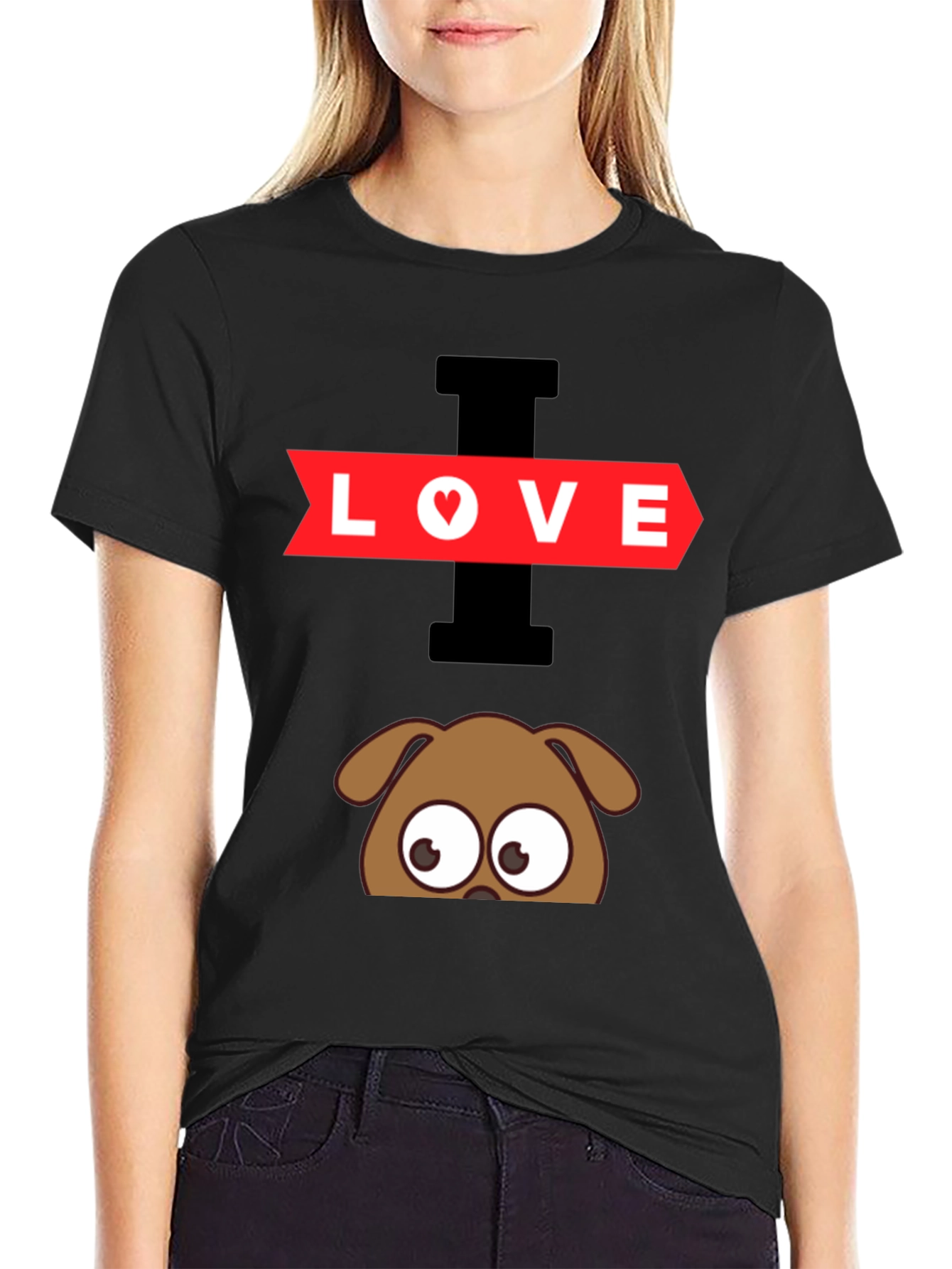 Black I Love Dogs Graphic T-Shirt view 2