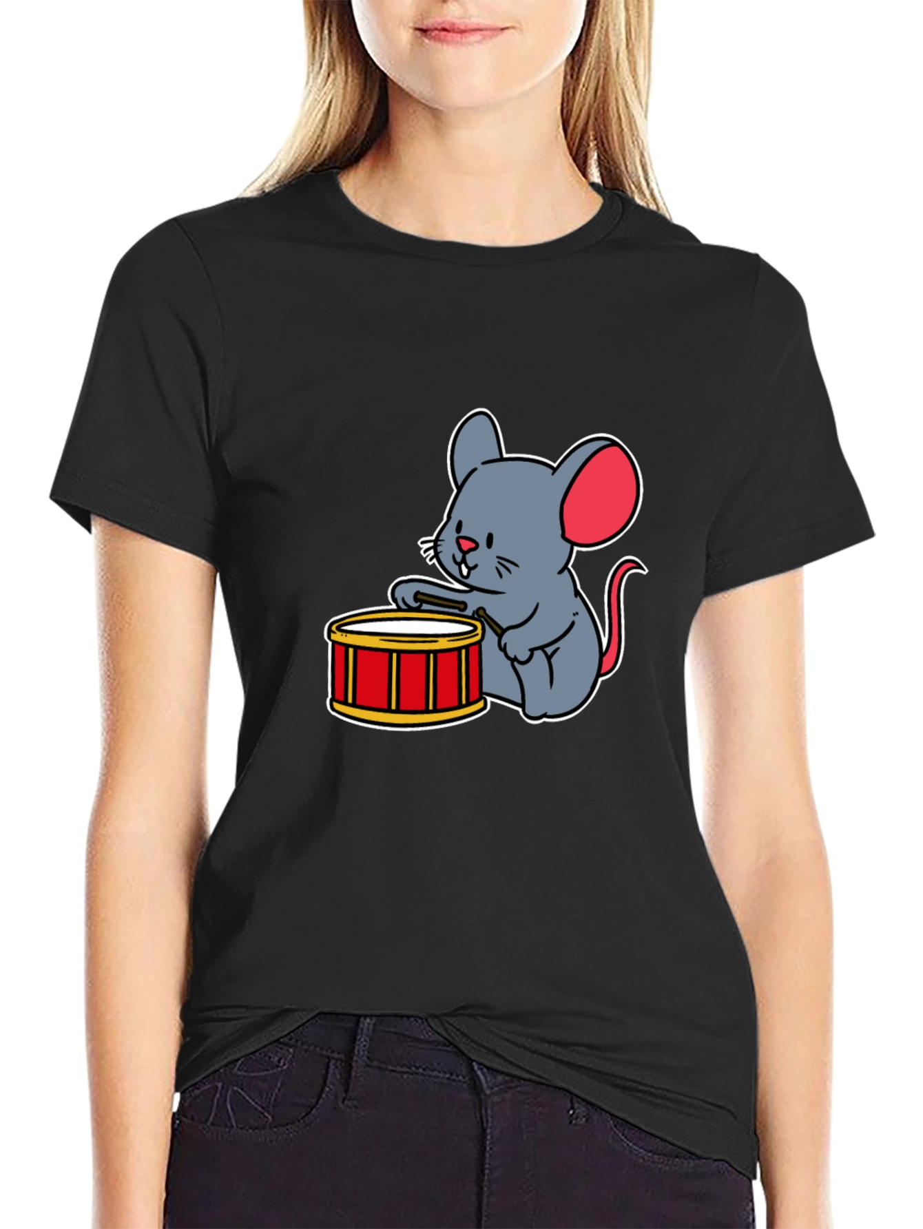 Black Mouse Drummer T-Shirt view 2