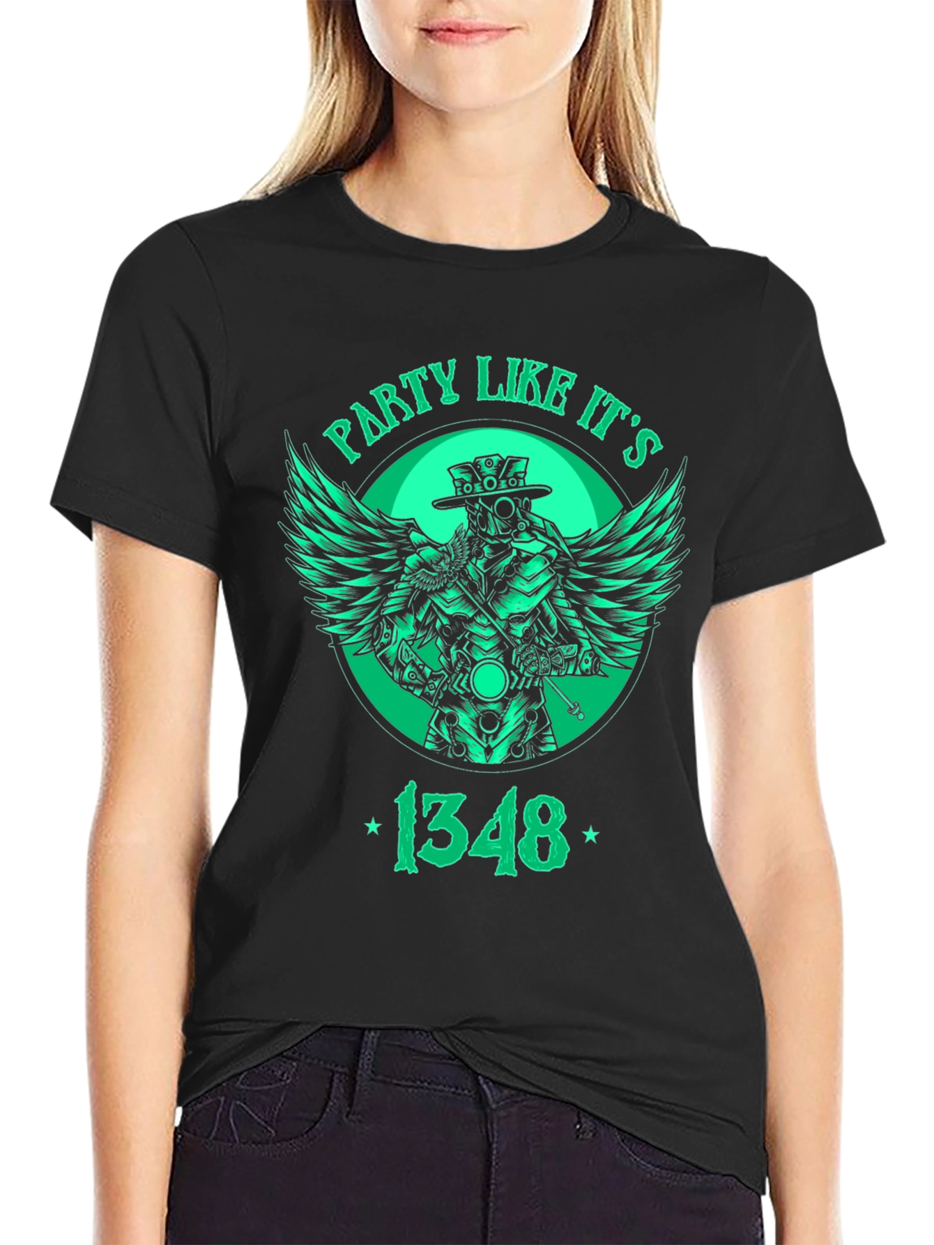 Black Party Like It's 1348 Plague Doctor T-Shirt view 2